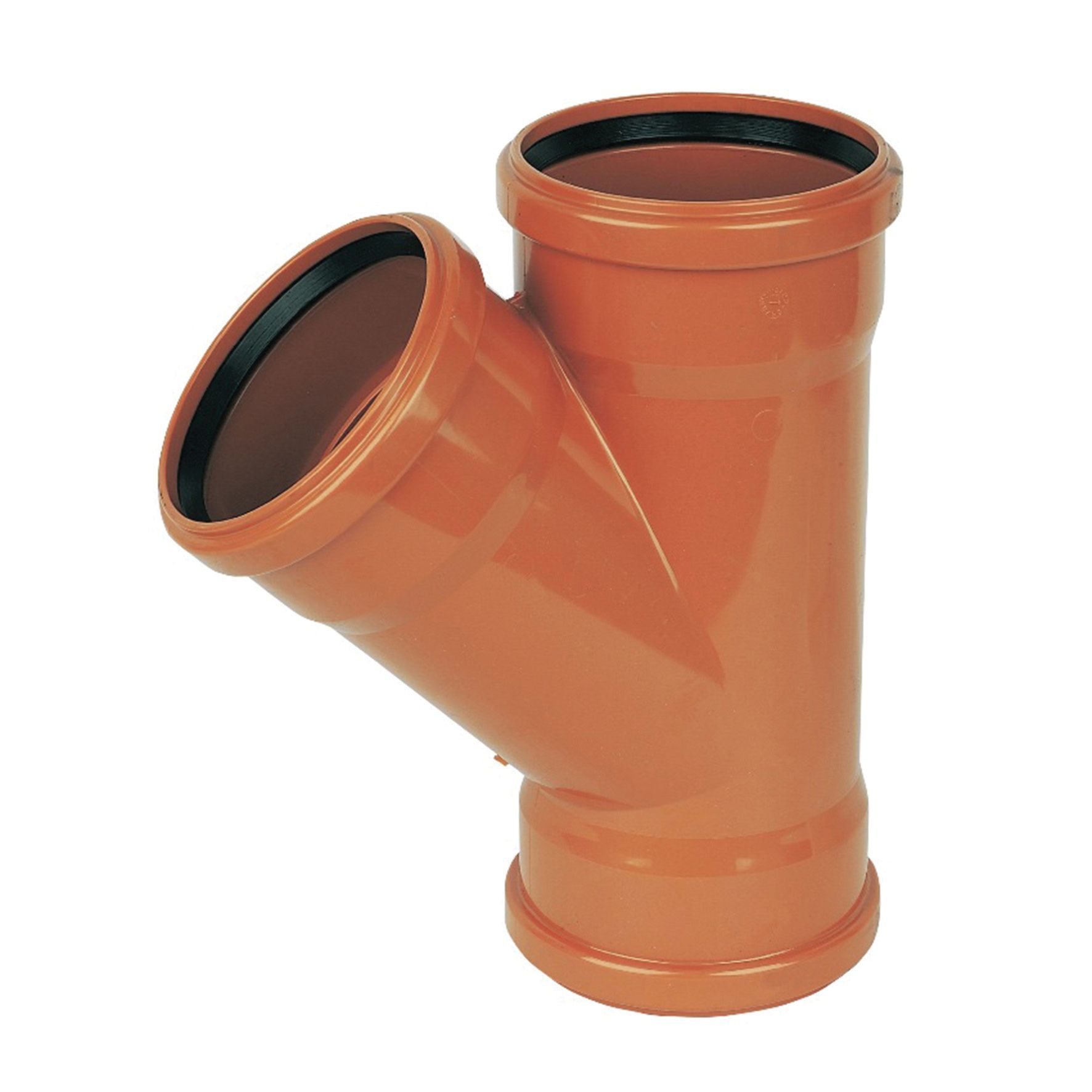 FloPlast 110mm Underground Drainage Equal Junction Triple Socket 45 - Terracotta