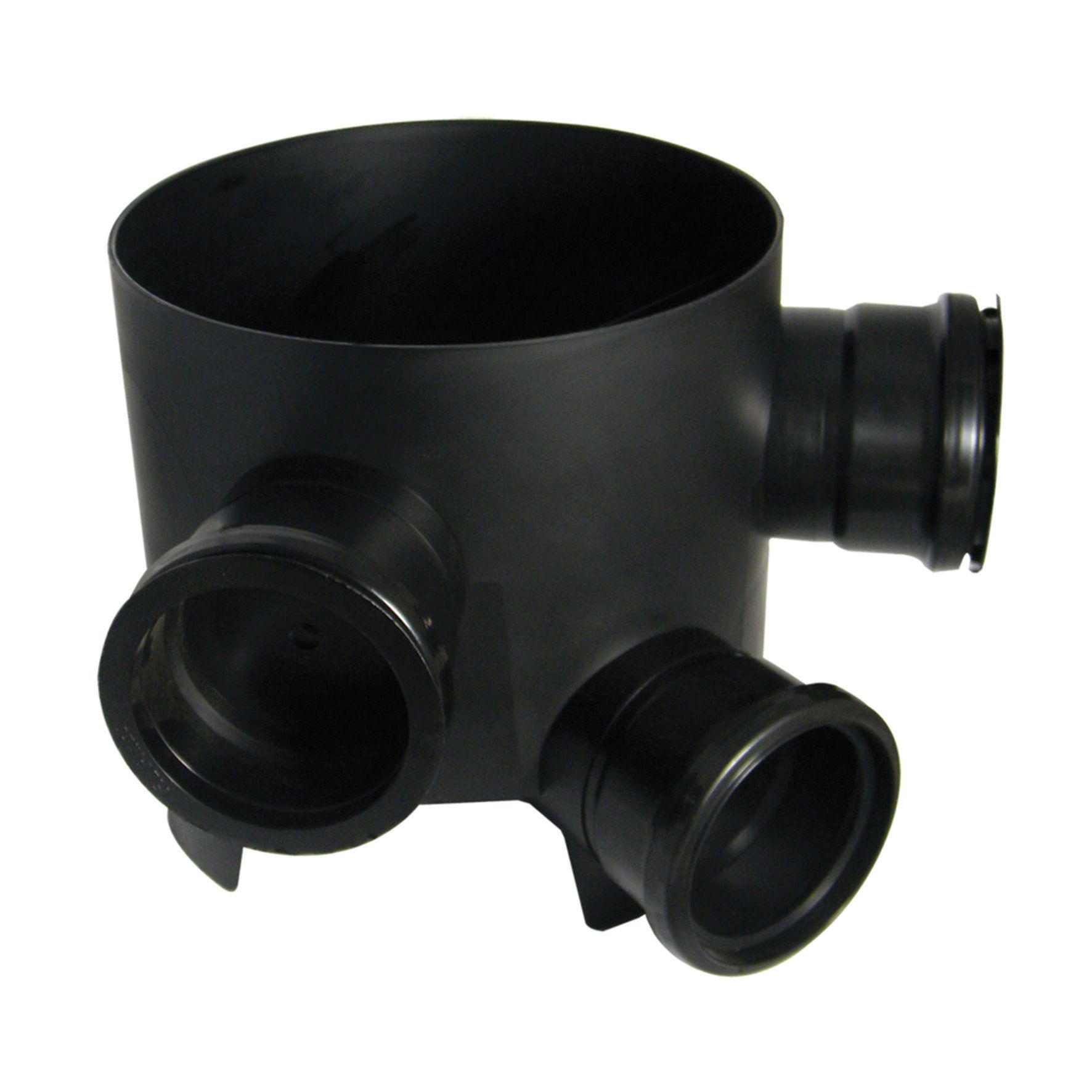 Image of FloPlast 300mm Mini Access Chamber Base with 3 Fixed Inlets - Black
