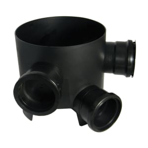 FloPlast 300mm Mini Access Chamber Base with 3 Fixed Inlets - Black