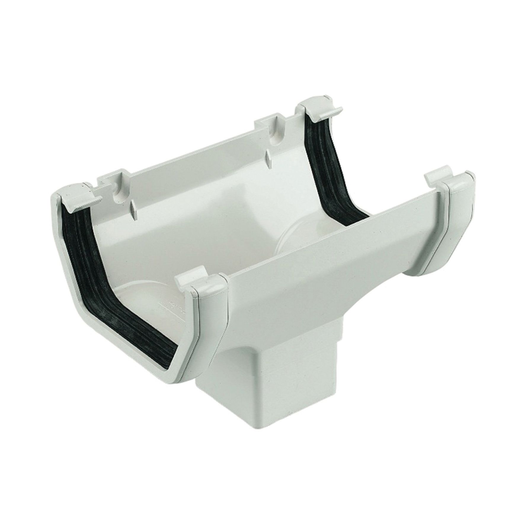 Image of FloPlast 114mm Half Square Line Gutter Running Outlet - White