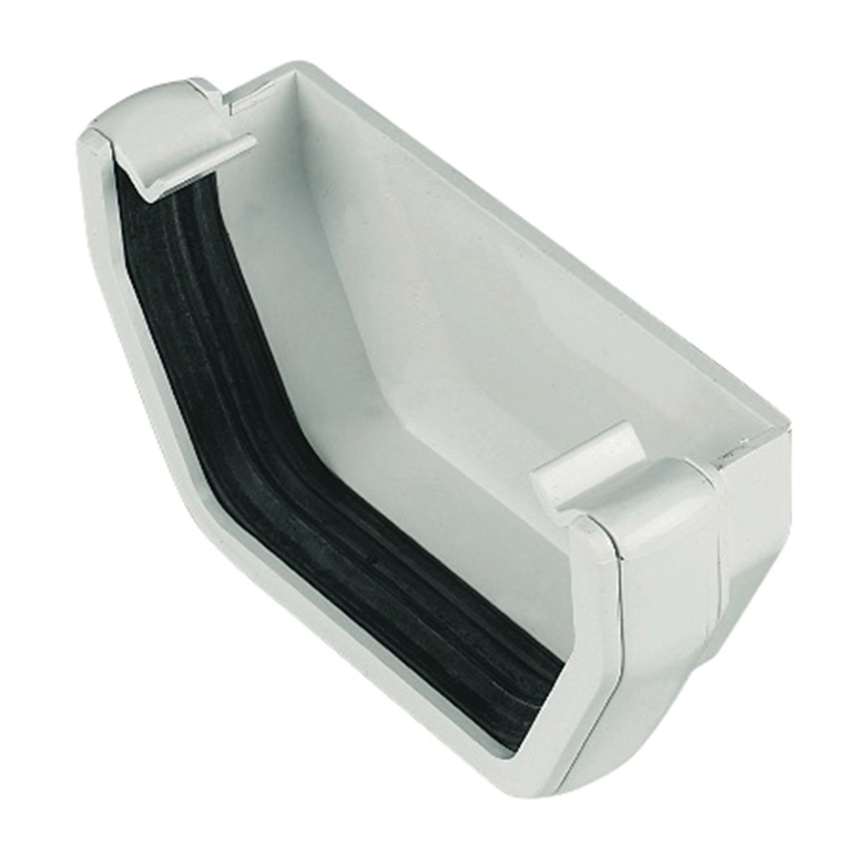 FloPlast 114mm White Square Line Gutter External Stop End