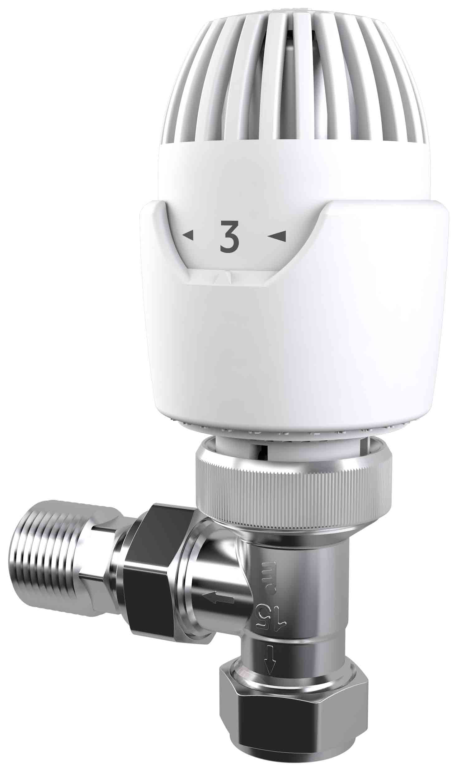 Drayton RT212 15mm Angled Thermostatic Radiator Valve White Wickes