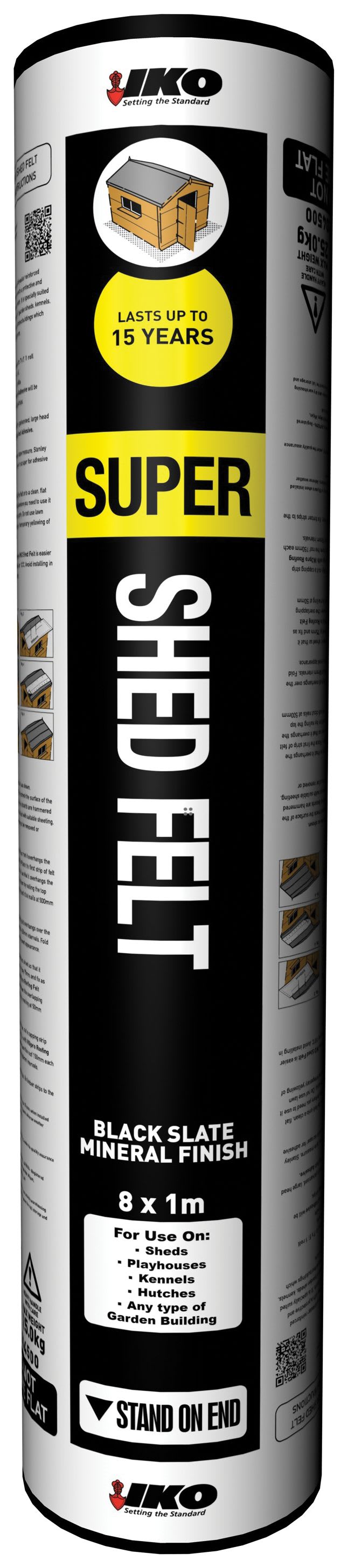 IKO Black Super Shed Felt 8 x 1m Wickes.co.uk