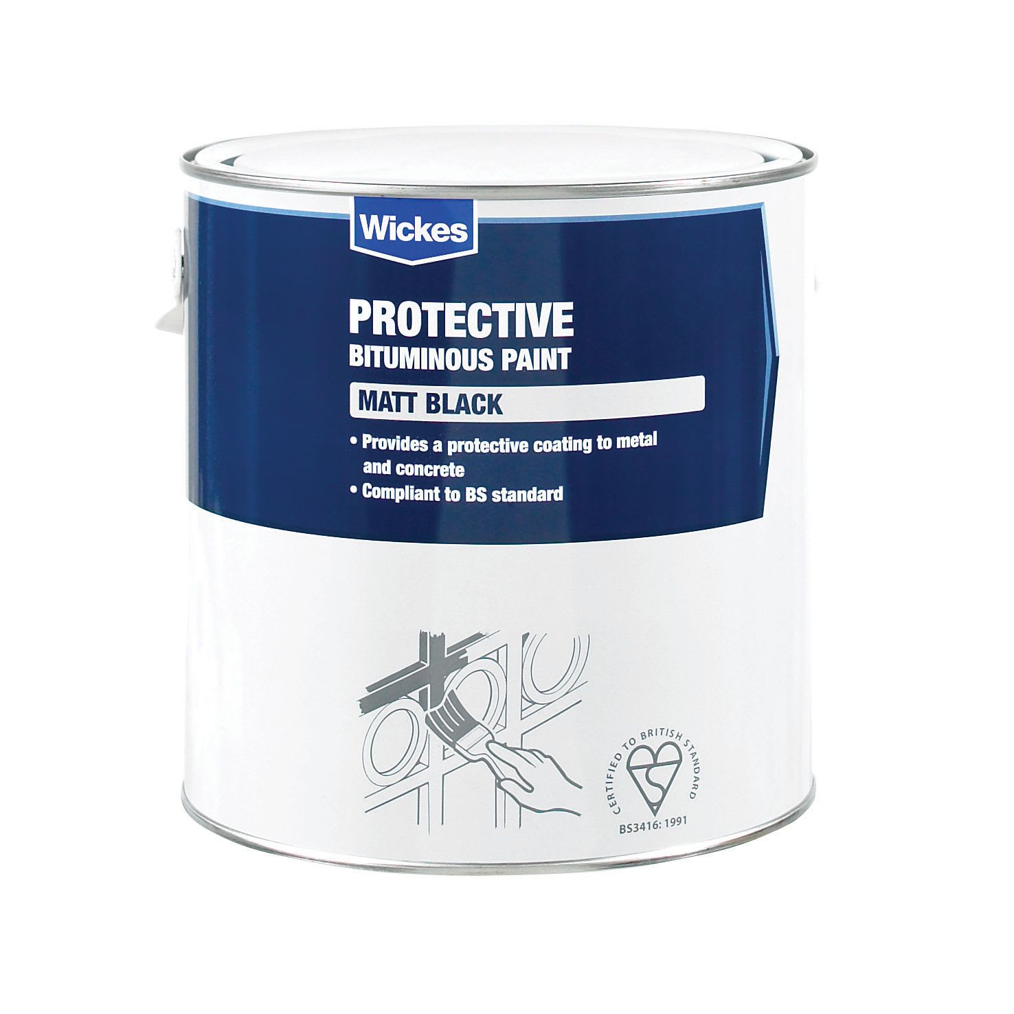 Wickes Metal & Concrete Bitumen Paint Black 2.5L Wickes.co.uk