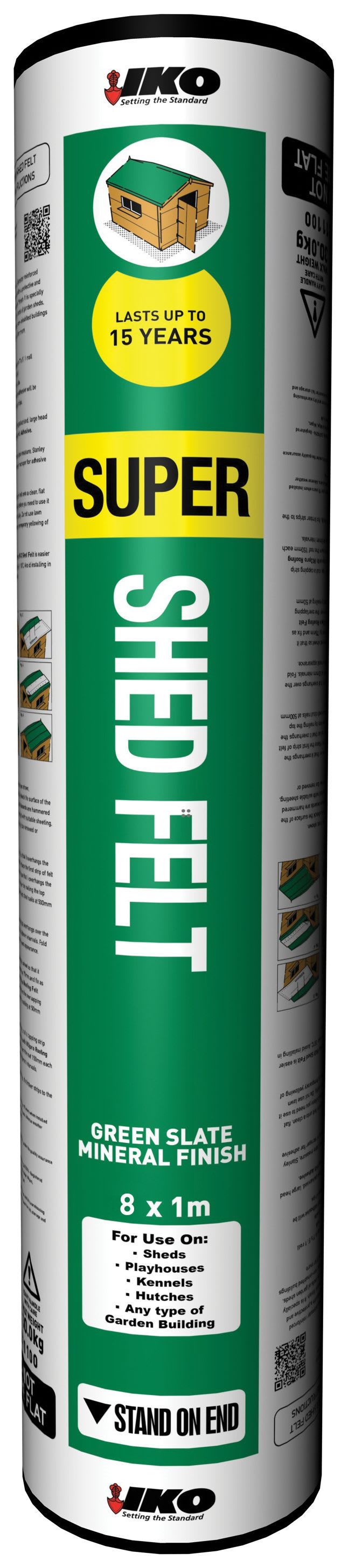 IKO Green Ultra Durable Super Shed Felt Roll 1 x 8m Wickes.co.uk