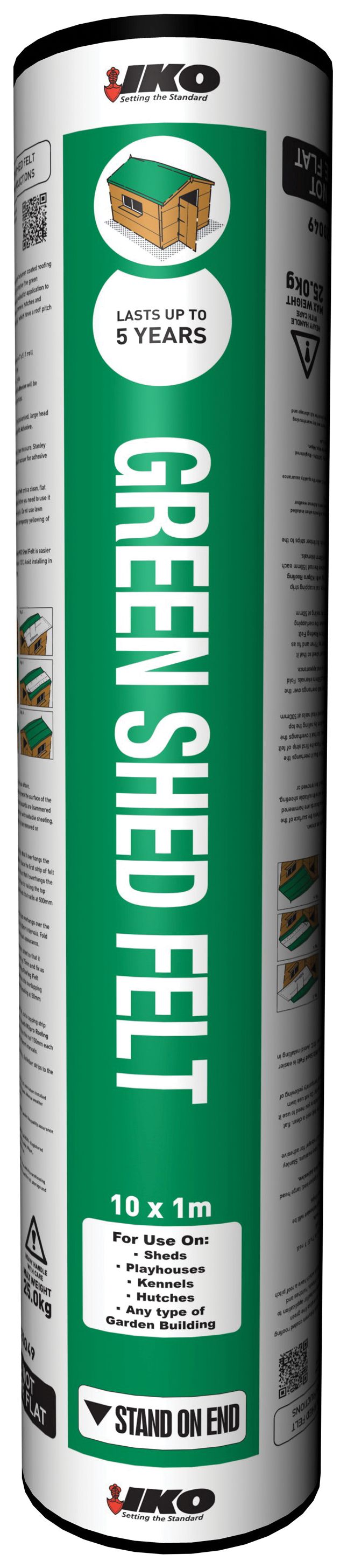 Image of IKO Green Mineral Shed Felt Roll - 10 x 1m