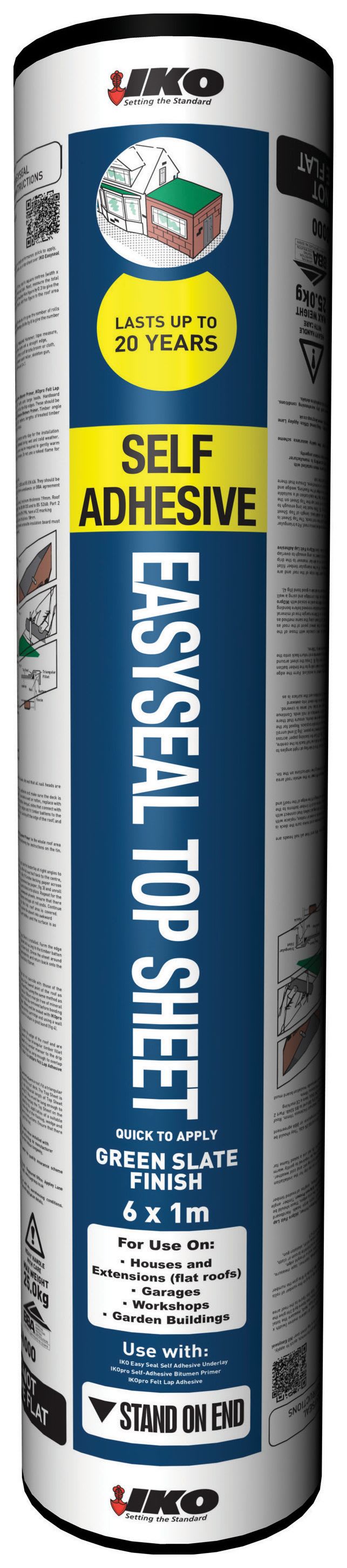 IKO Green Easyseal Self Adhesive Roofing Felt Top Sheet 6 x 1m Wickes.co.uk