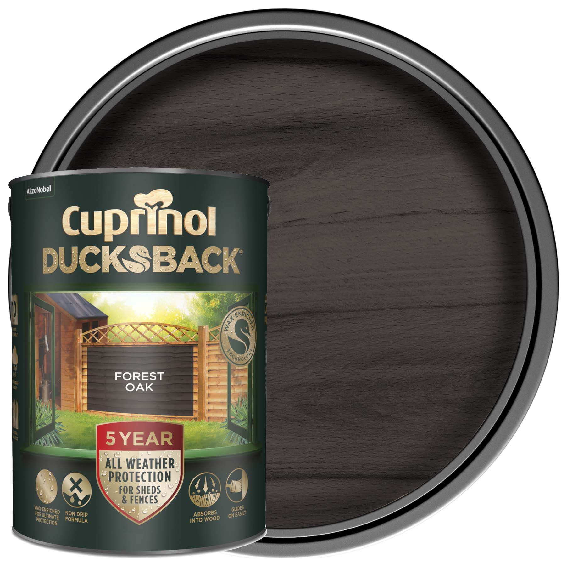 Cuprinol 5 Year Ducksback Matt Shed & Fence Treatment - Forest Oak - 5L