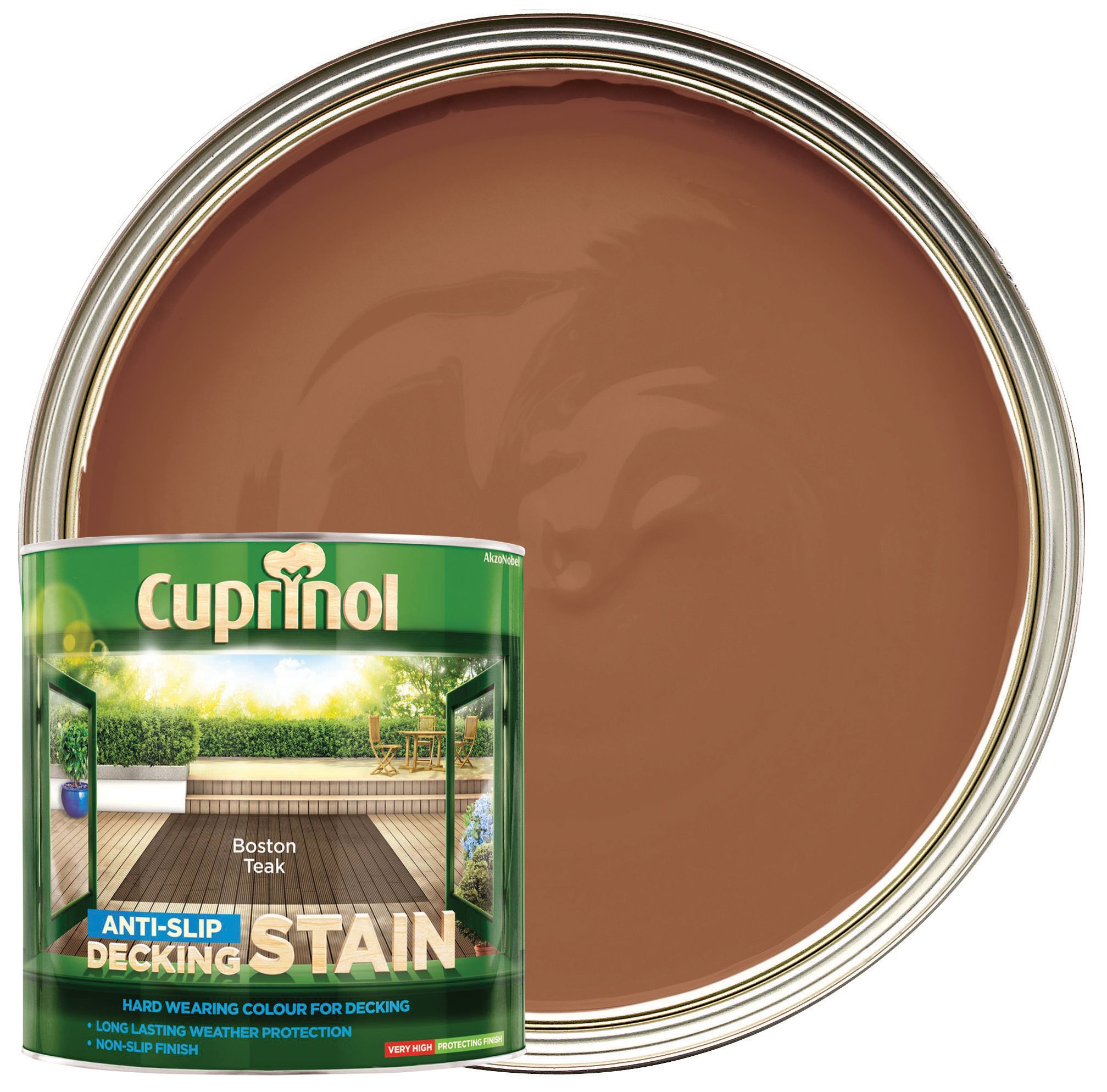 Image of Cuprinol Anti-Slip Decking Stain - Boston Teak - 2.5L