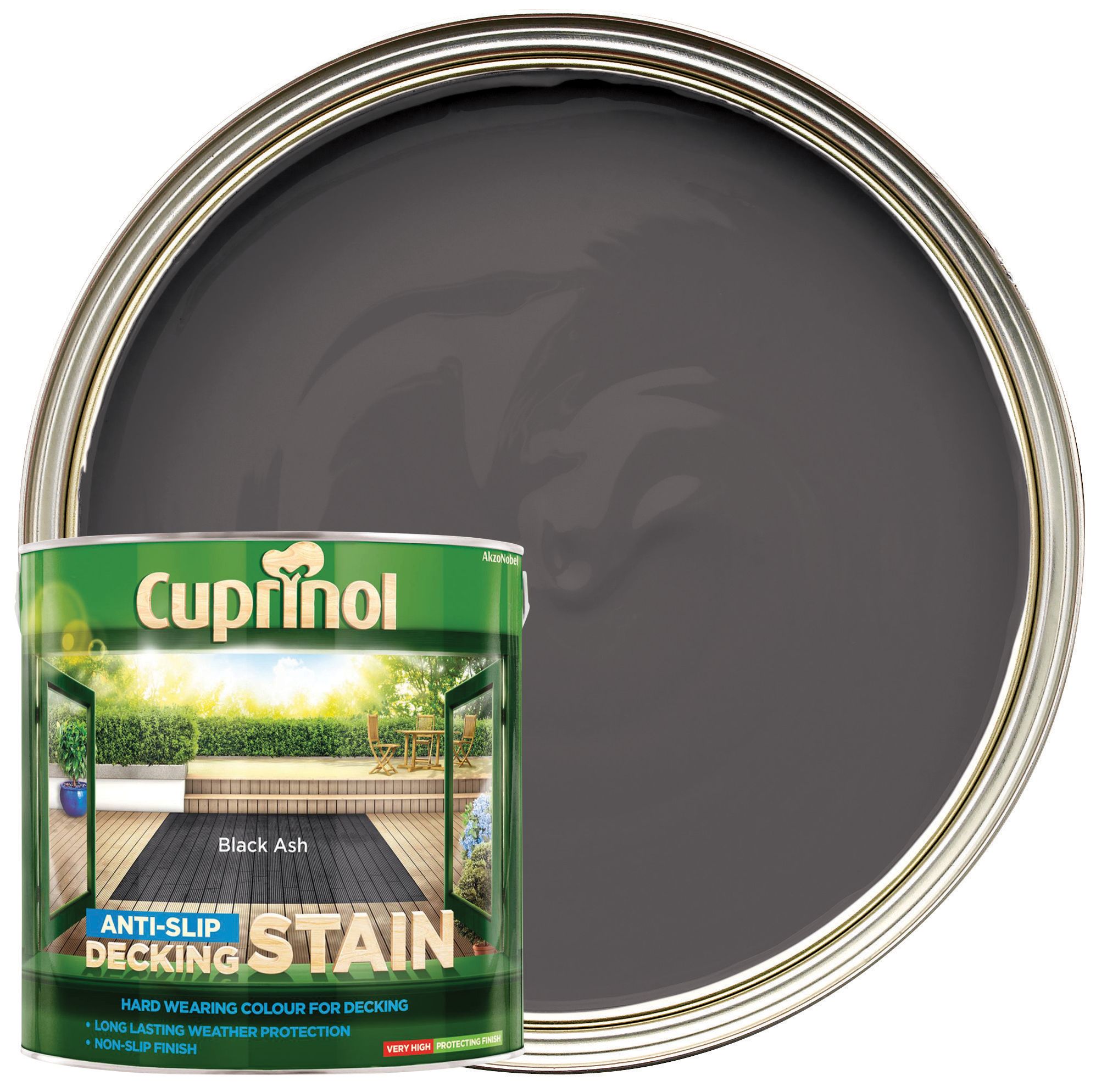 Image of Cuprinol Anti-Slip Decking Stain - Black Ash 2.5L