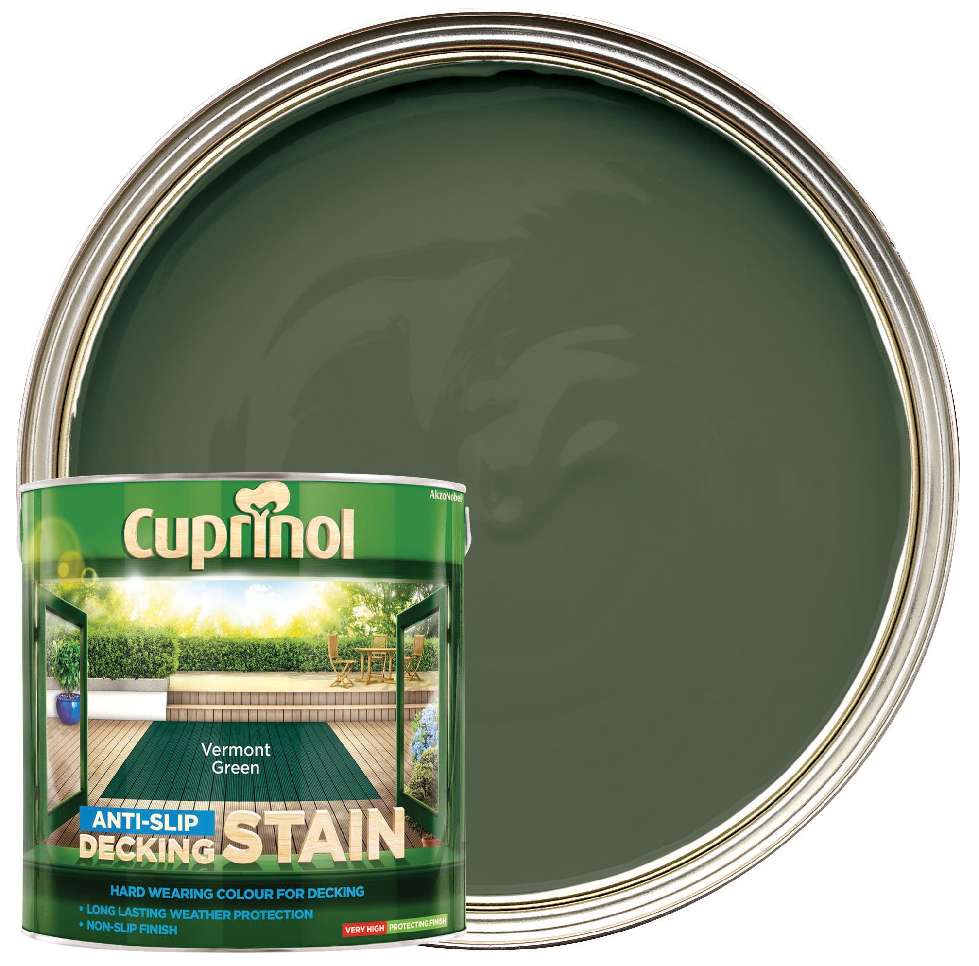 Image of Cuprinol Anti-Slip Decking Stain - Vermont Green 2.5L