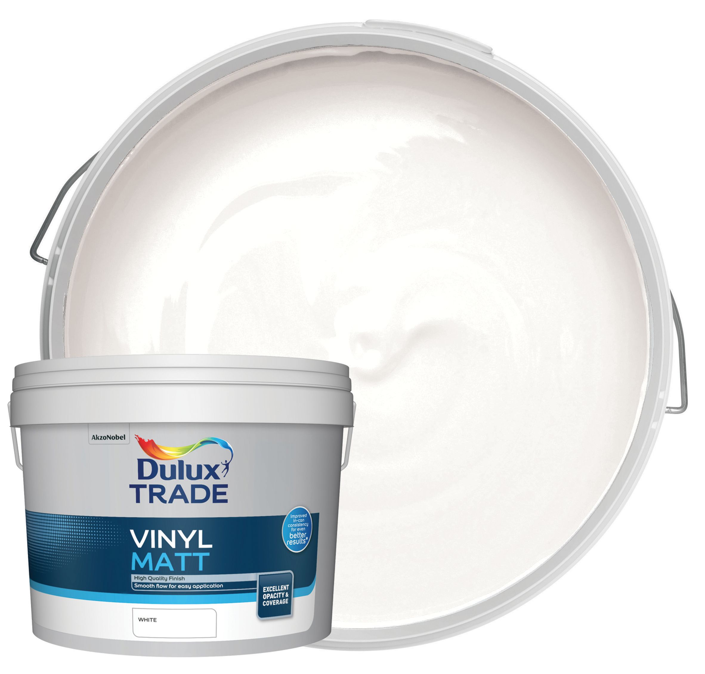 Image of Dulux Trade Vinyl Matt Emulsion Paint - White - 10L