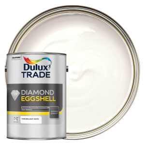 Image of Dulux Trade Diamond Eggshell Emulsion Paint - Pure Brilliant White - 5L