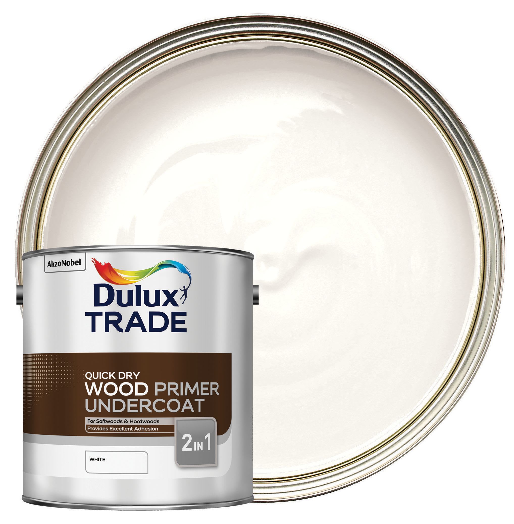 Dulux Trade Quick Dry Wood Primer & Undercoat Paint White 2.5L