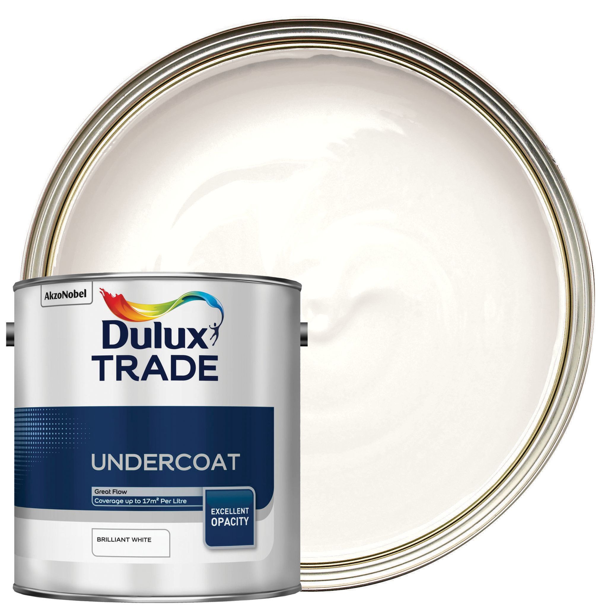 Image of Dulux Trade Undercoat Paint - Brilliant White - 2.5L