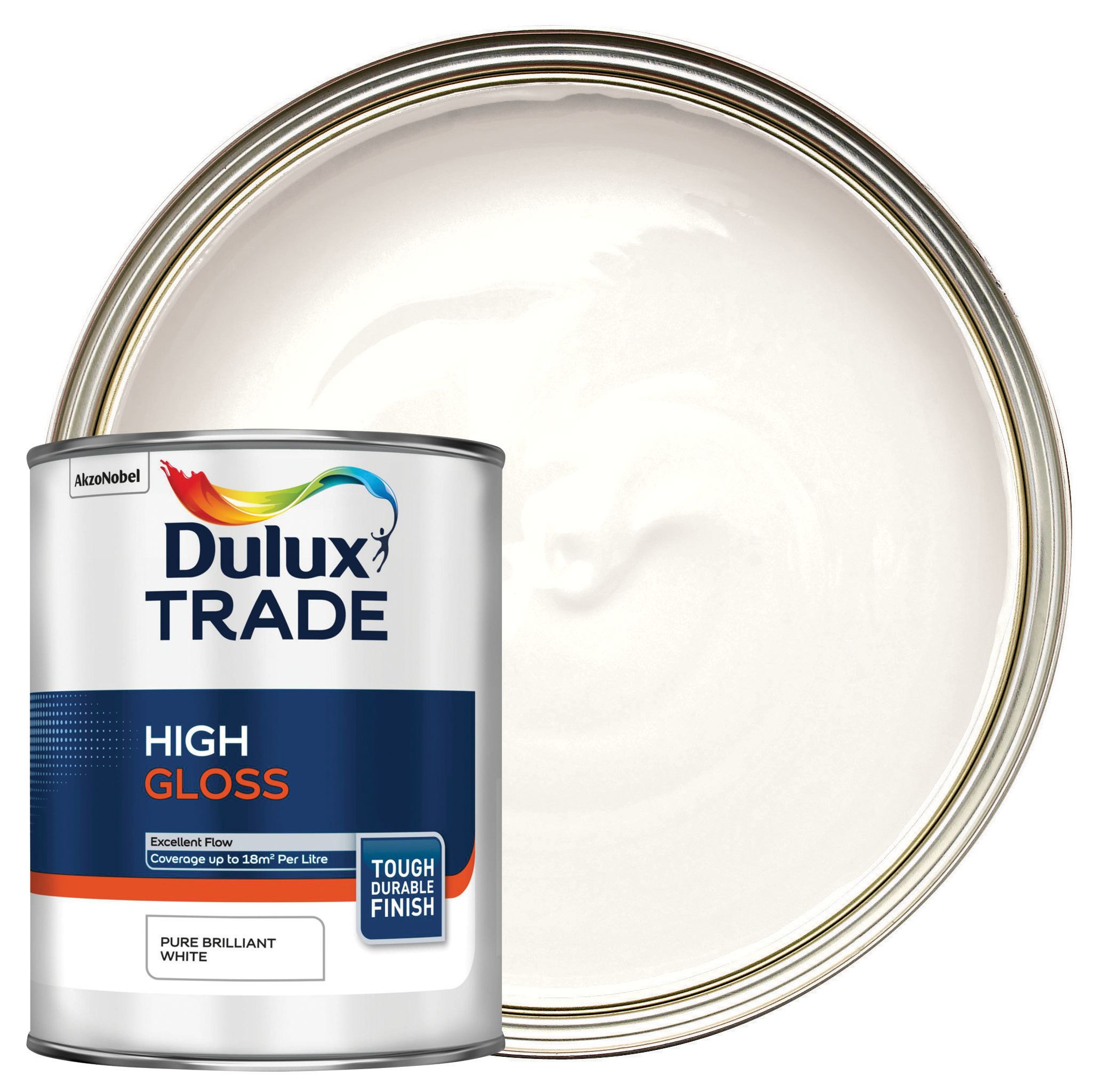 Image of Dulux Trade High Gloss Paint - Pure Brilliant White - 1L