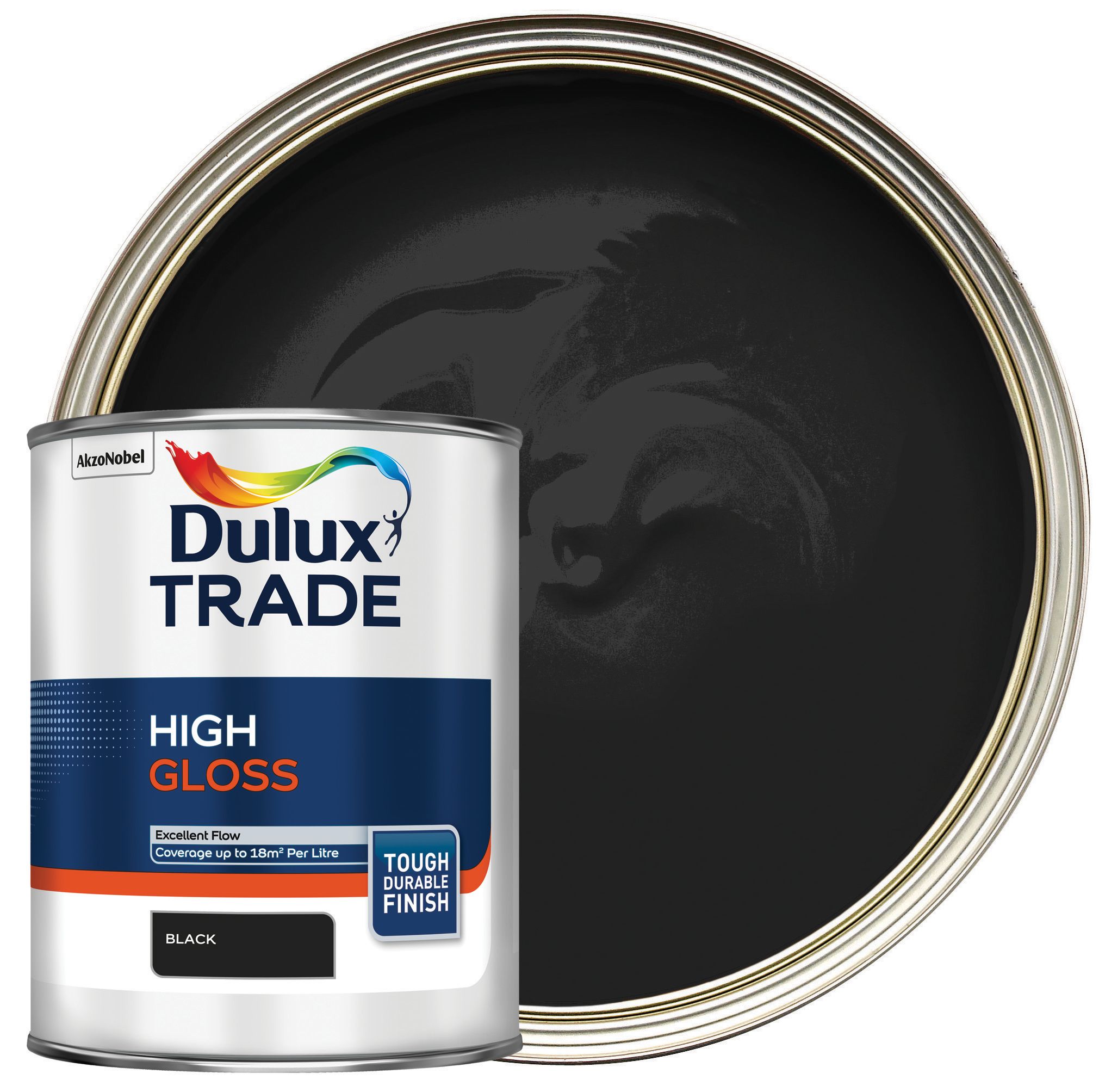 Image of Dulux Trade High Gloss Paint - Black - 1L