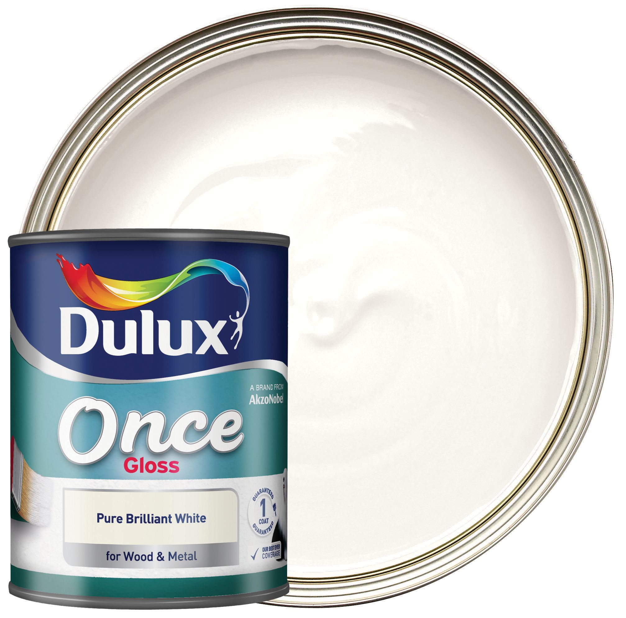 Dulux Once Gloss Paint - Pure Brilliant White - 2.5L