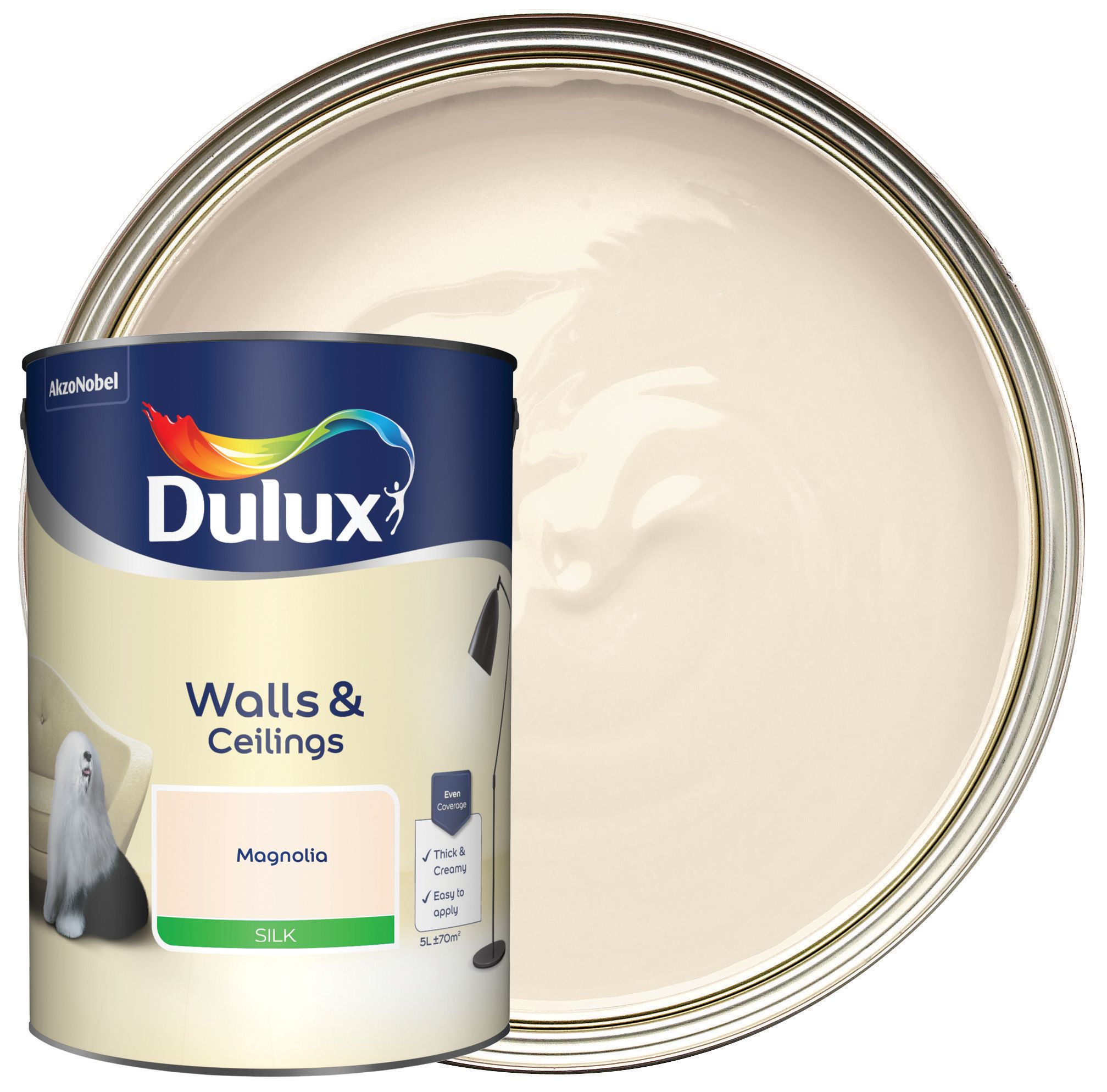 Image of Dulux Silk Emulsion Paint - Magnolia - 5L