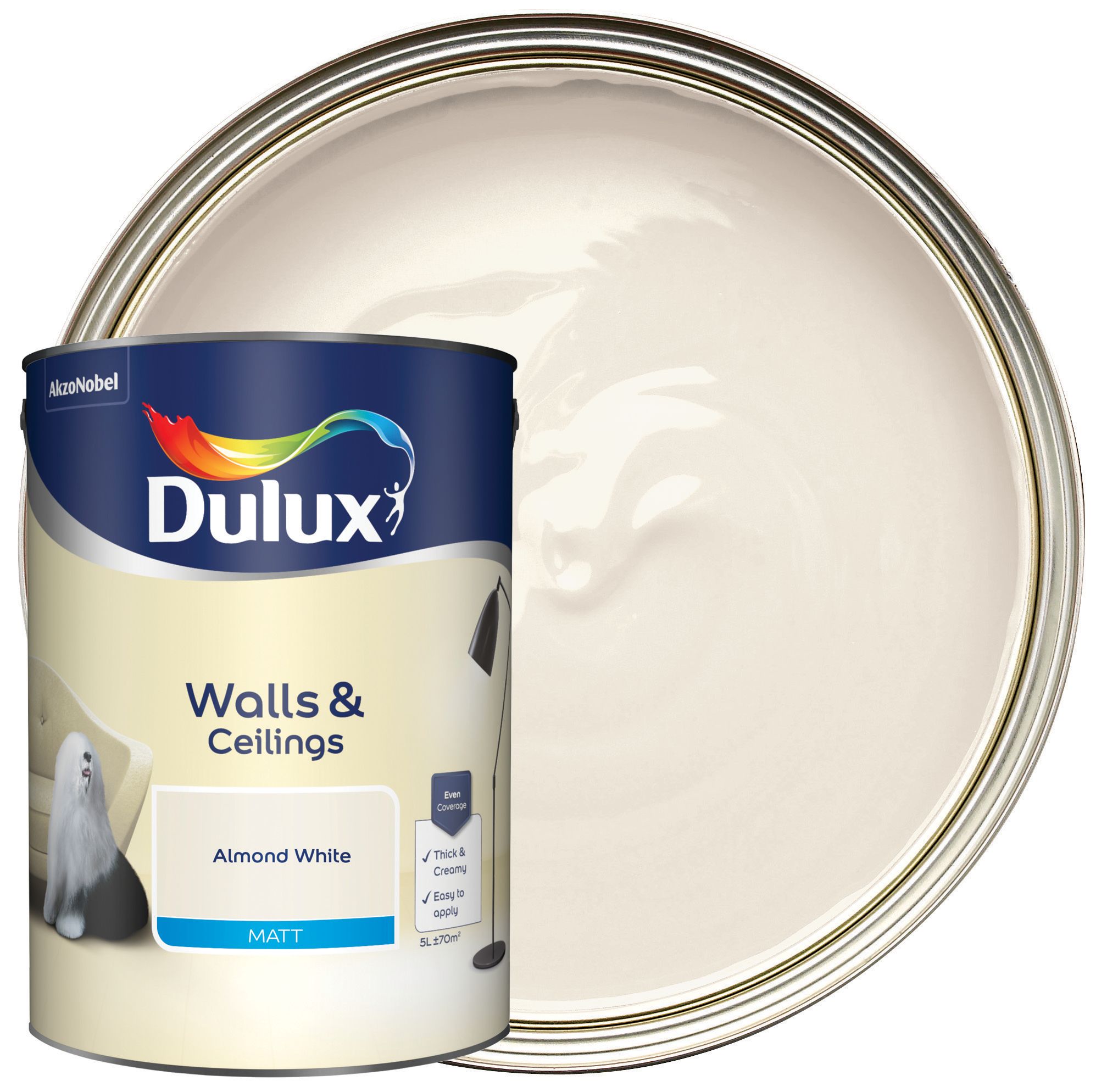 Dulux Matt Emulsion Paint - Almond White - 5L