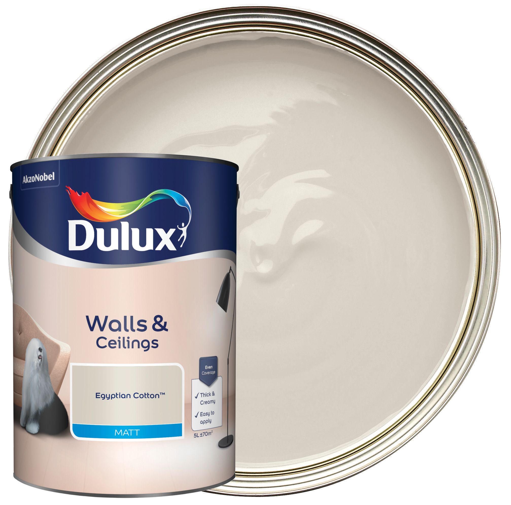 Image of Dulux Matt Emulsion Paint - Egyptian Cotton - 5L