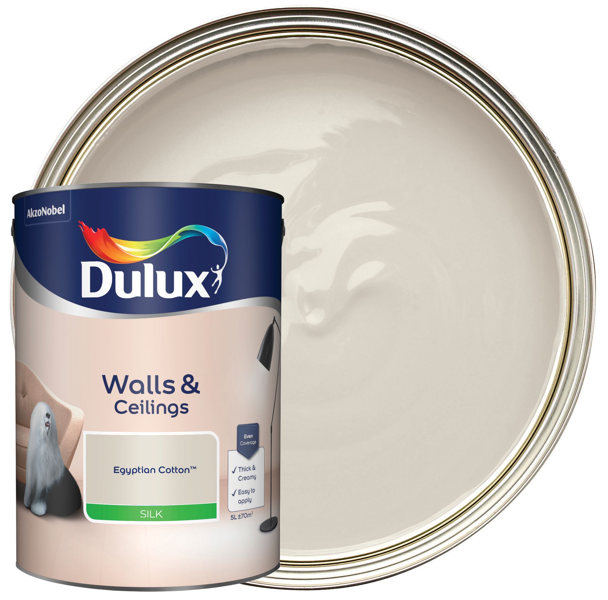Dulux Silk Emulsion Paint - Egyptian Cotton - 5L