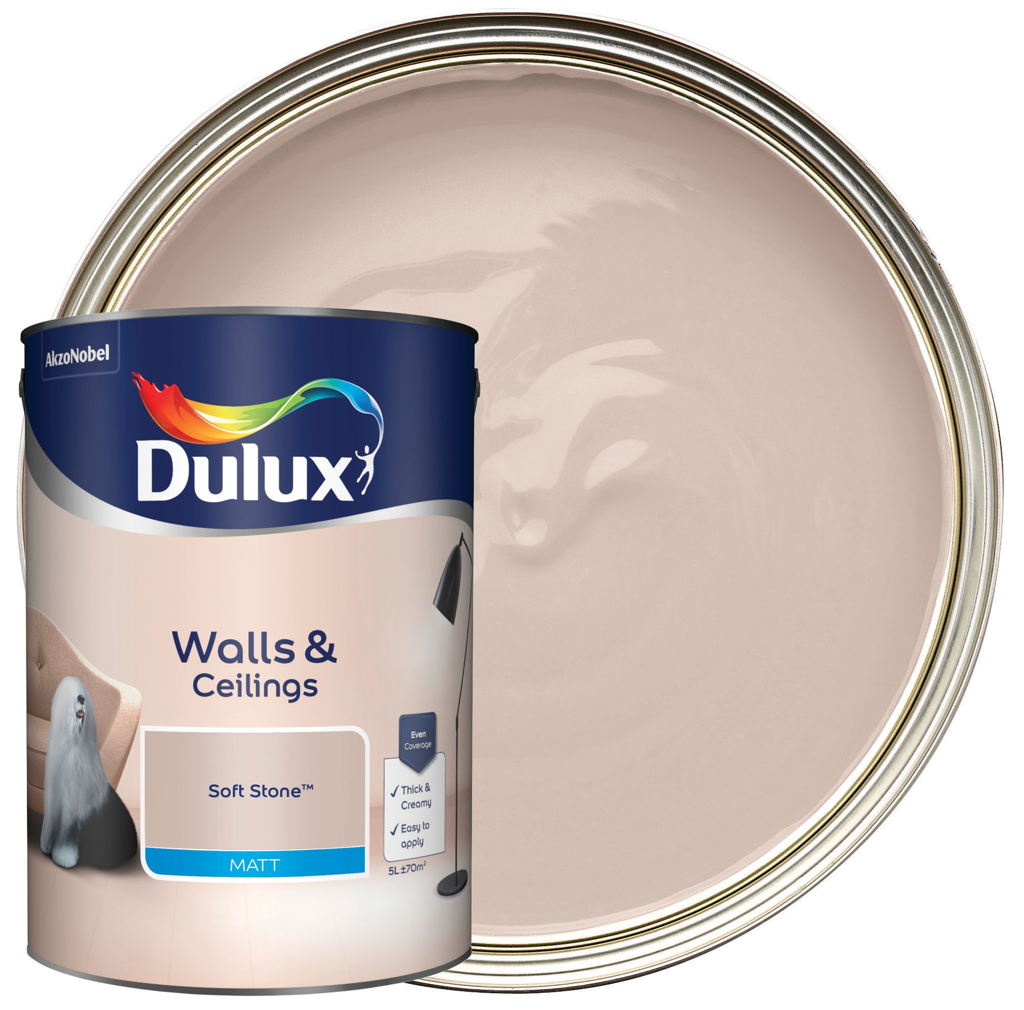 Image of Dulux Matt Emulsion Paint Soft Stone - 5L