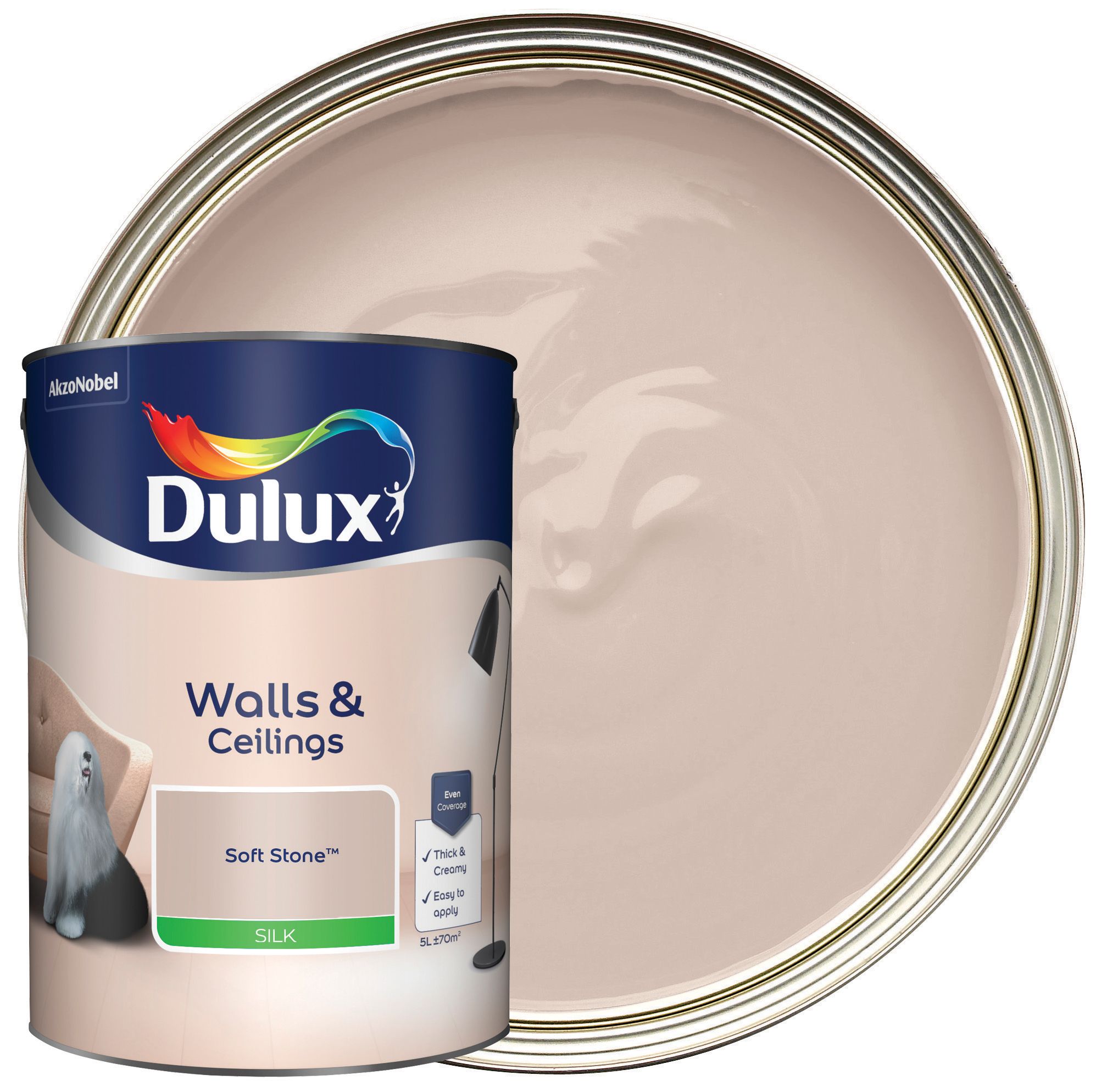 Dulux Silk Emulsion Paint Soft Stone - 5L