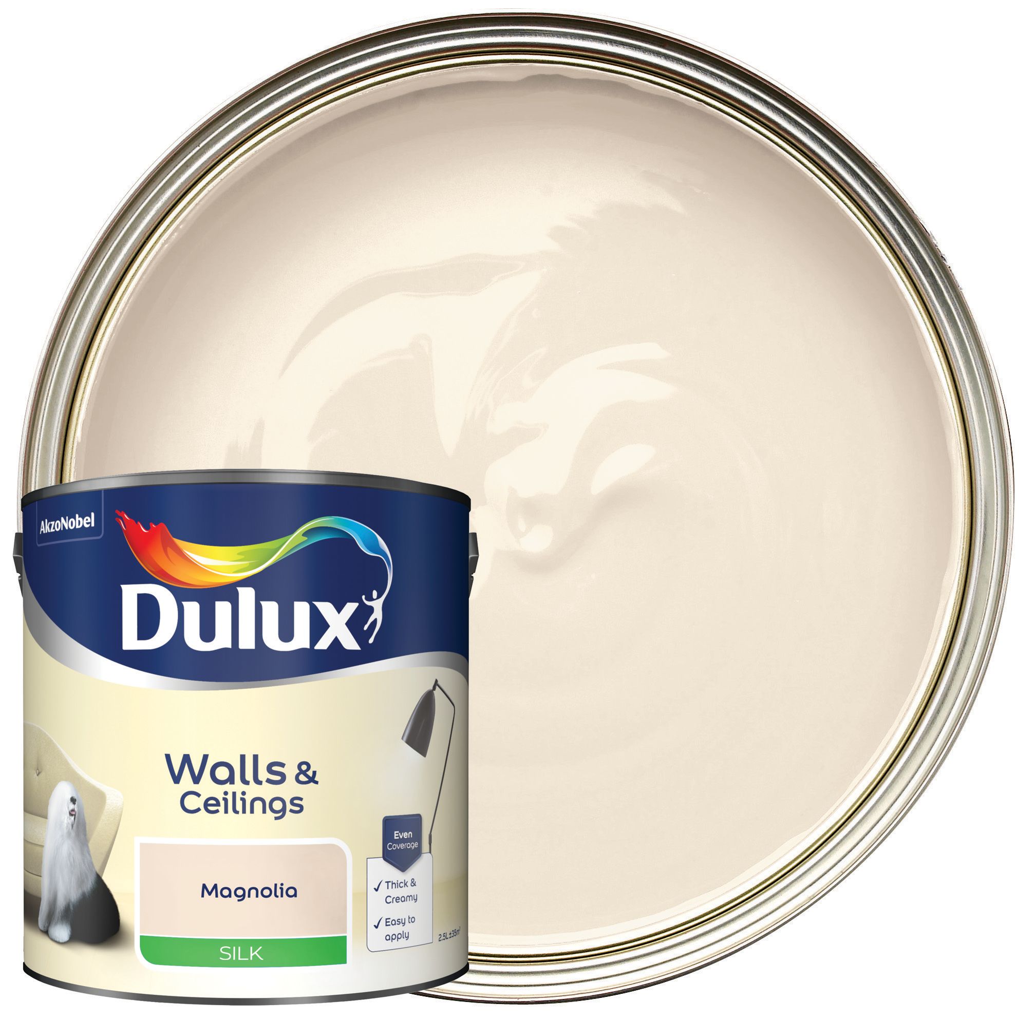 Image of Dulux Silk Emulsion Paint - Magnolia - 2.5L