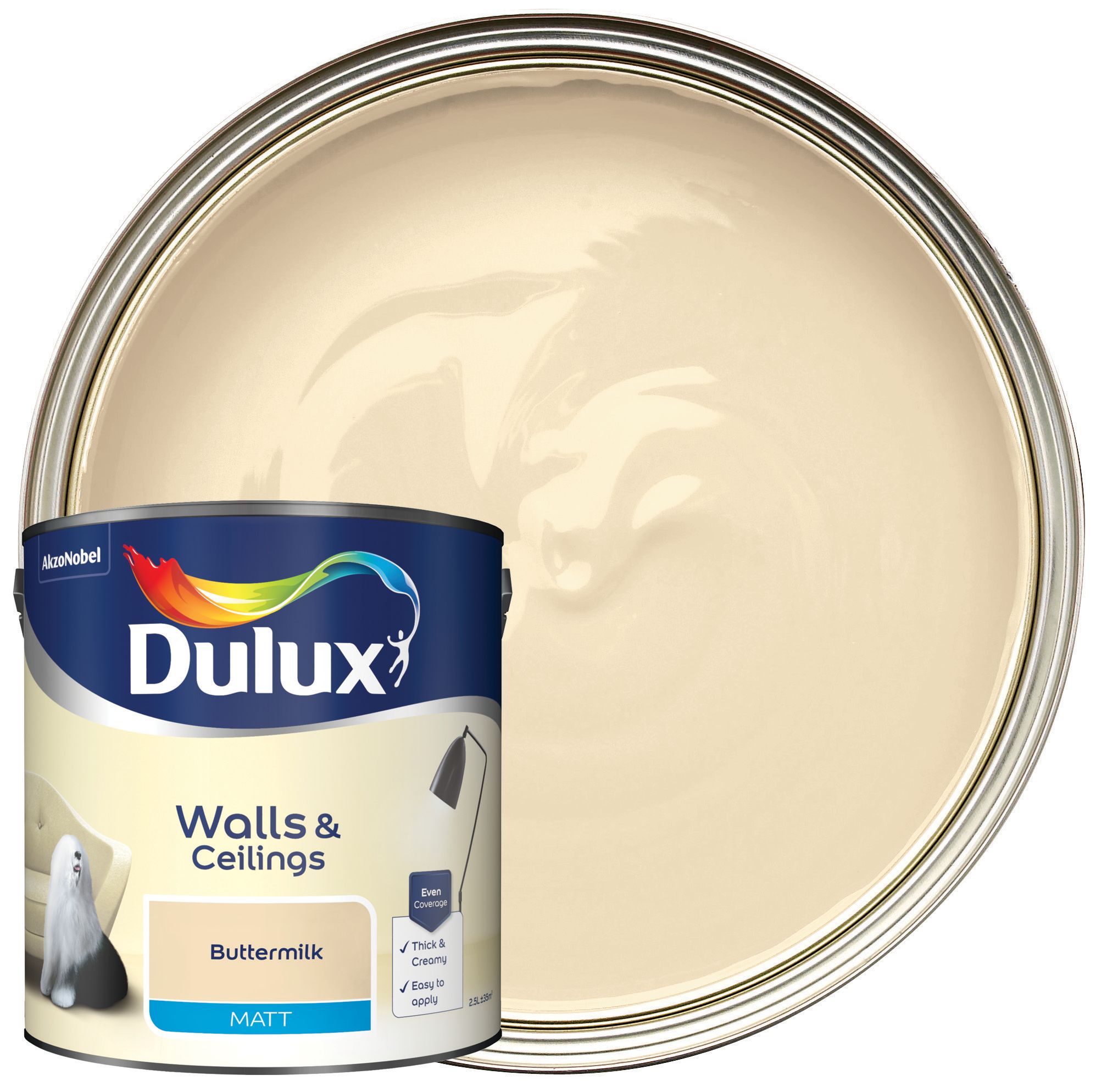 Dulux Matt Emulsion Paint - Buttermilk - 2.5L