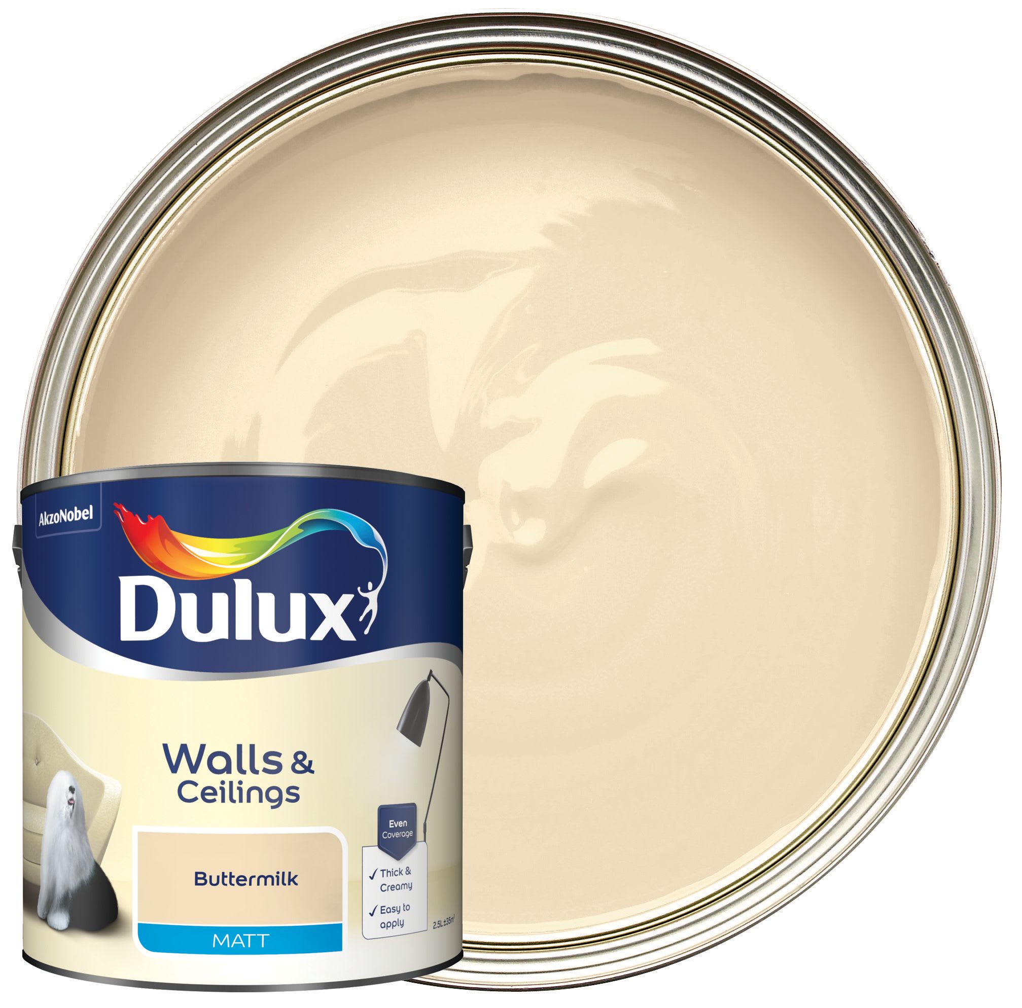 Dulux Matt Emulsion Paint Buttermilk 2.5L Wickes.co.uk