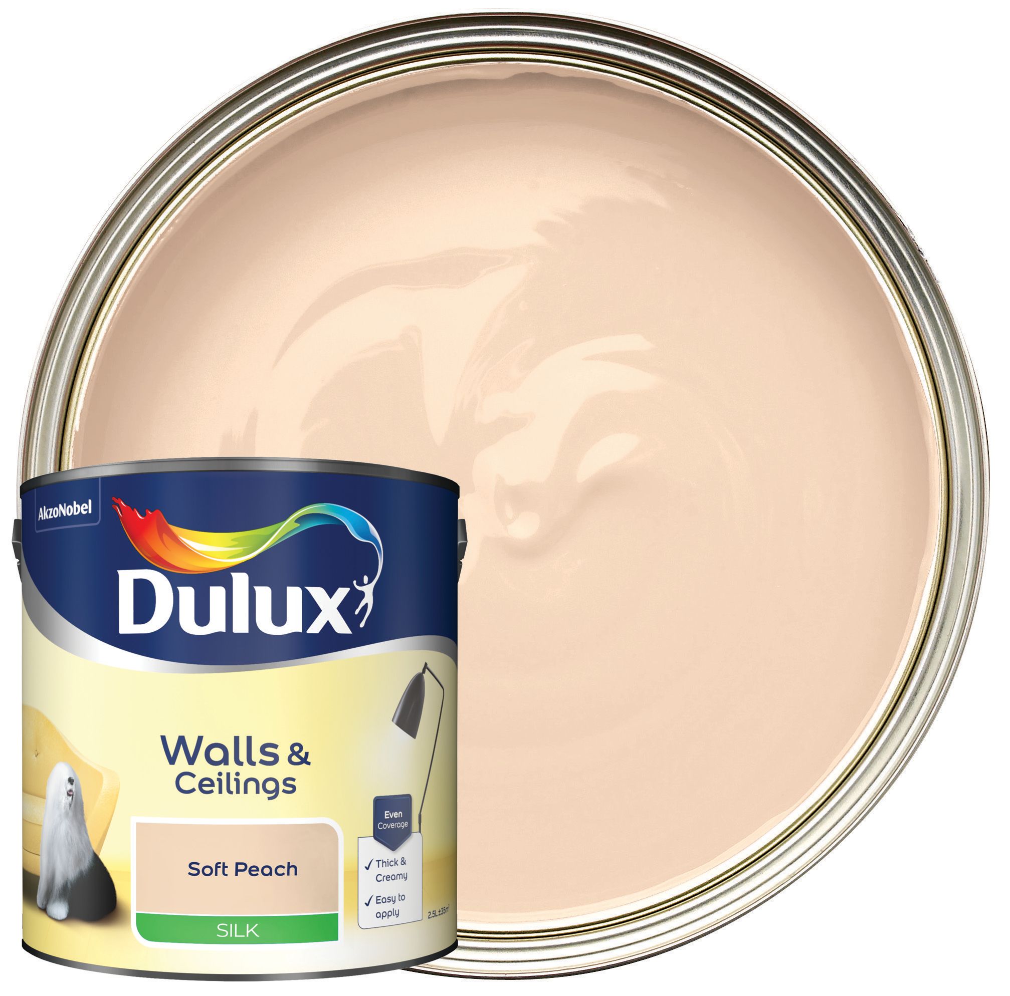 Image of Dulux Silk Emulsion Paint - Soft Peach - 2.5L