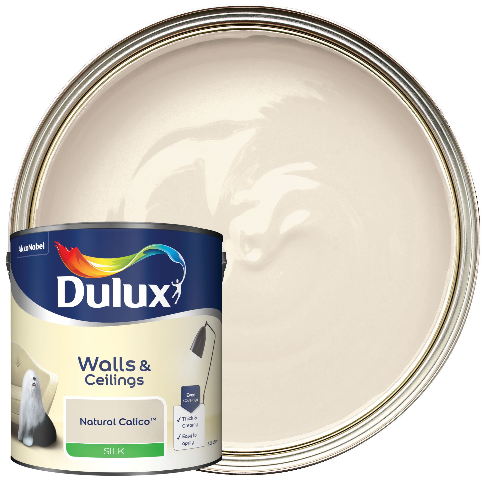 Image of Dulux Silk Emulsion Paint - Natural Calico - 2.5L