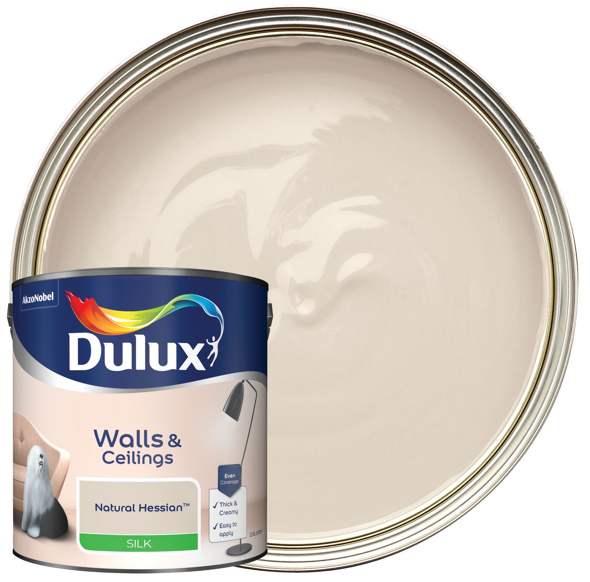 Image of Dulux Silk Emulsion Paint - Natural Hessian - 2.5L