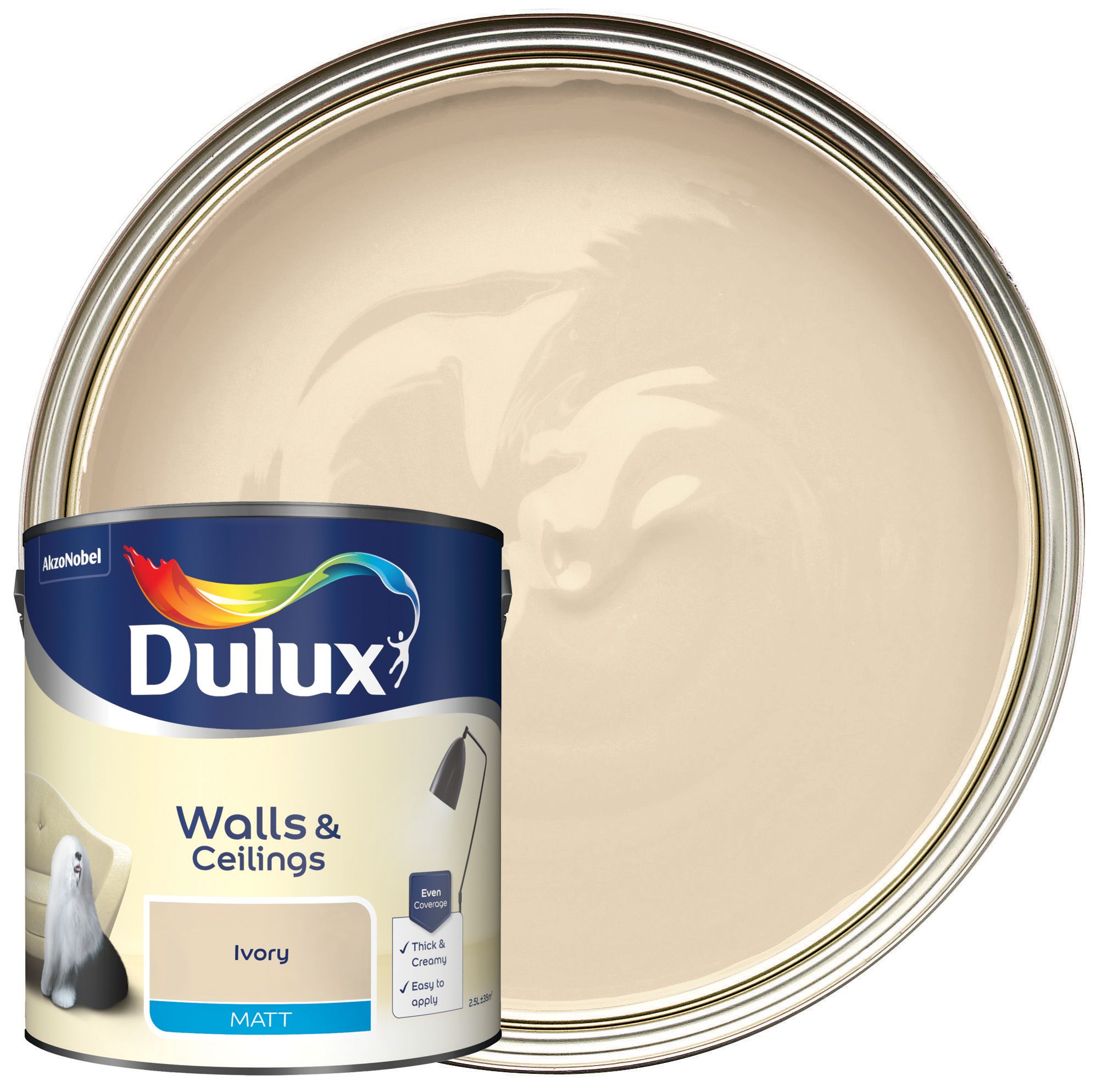 Image of Dulux Matt Emulsion Paint - Ivory - 2.5L