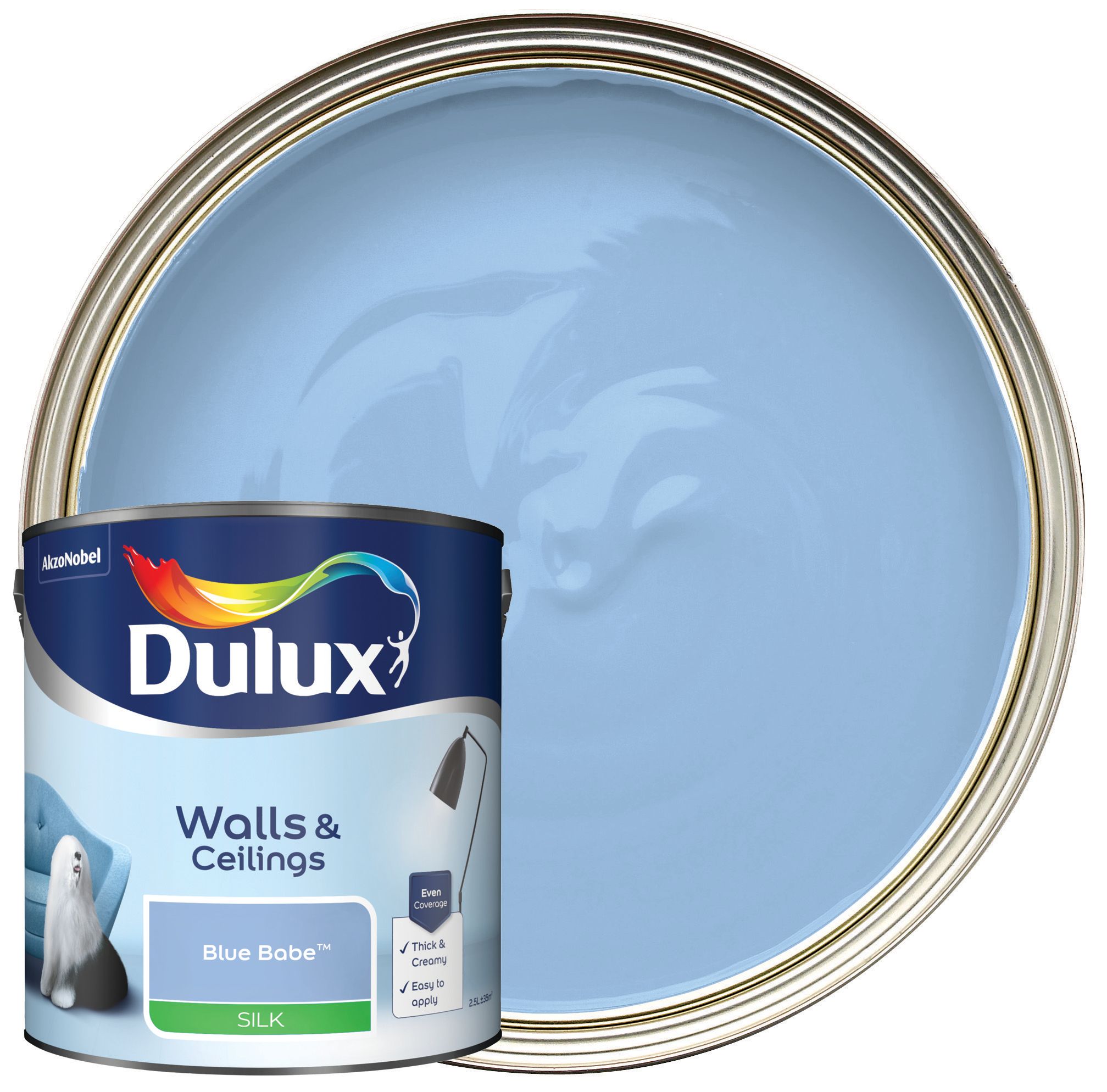 Image of Dulux Silk Emulsion Paint - Blue Babe - 2.5L