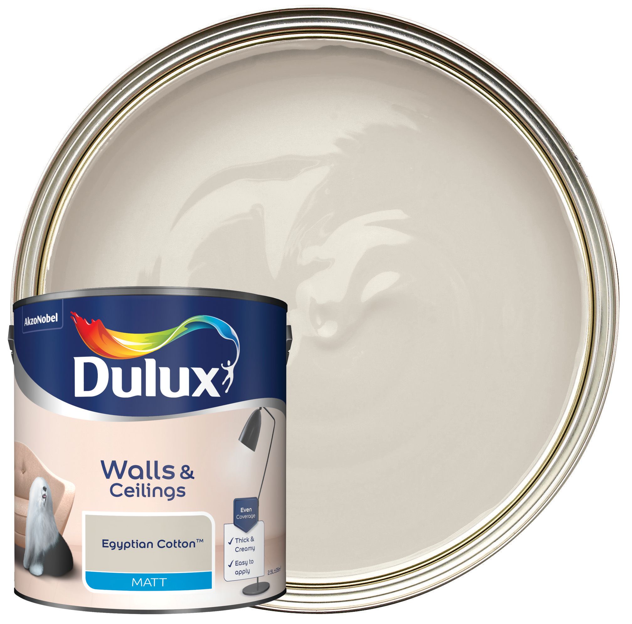 Image of Dulux Matt Emulsion Paint - Egyptian Cotton - 2.5L