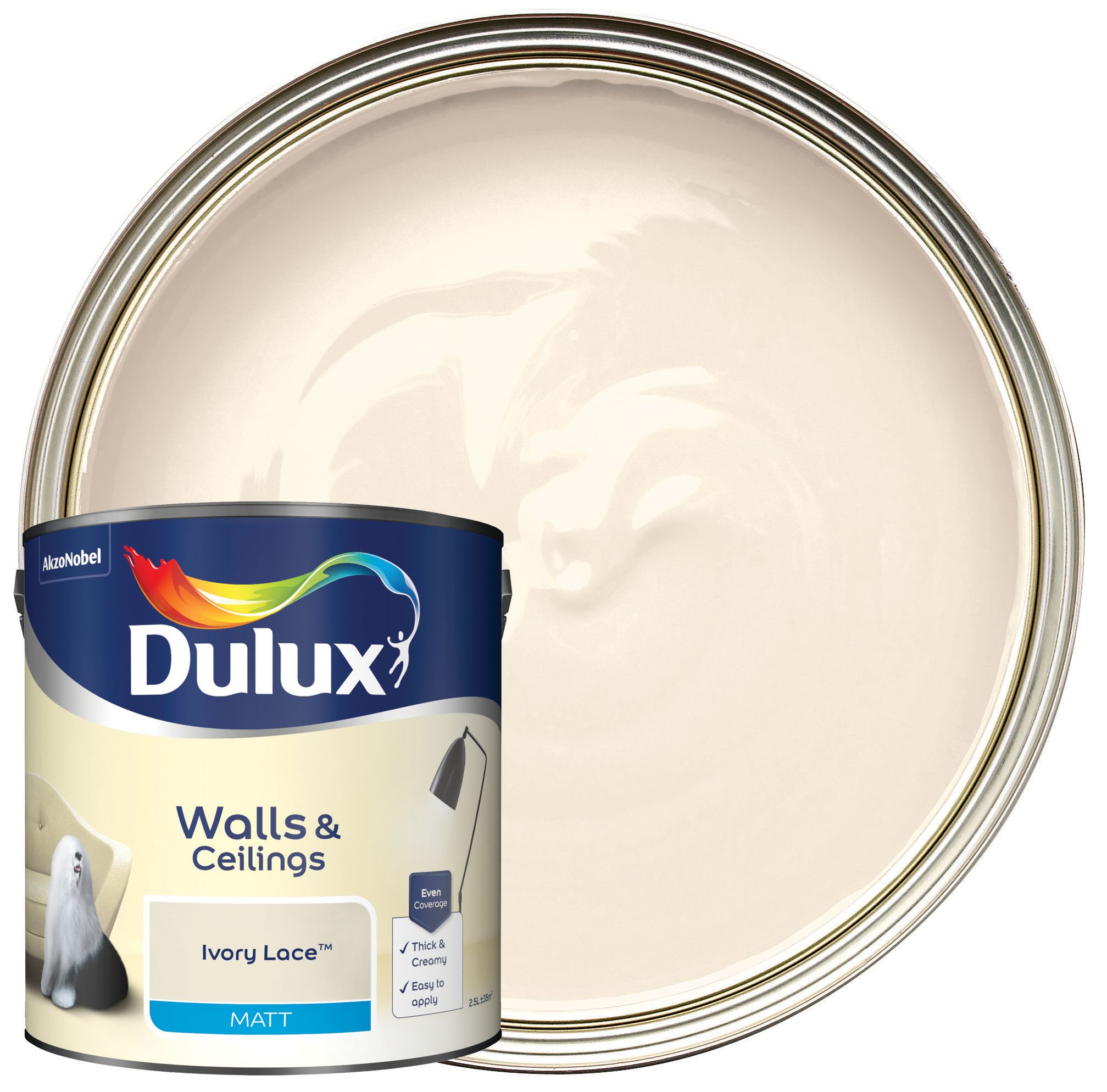 Image of Dulux Matt Emulsion Paint - Ivory Lace - 2.5L