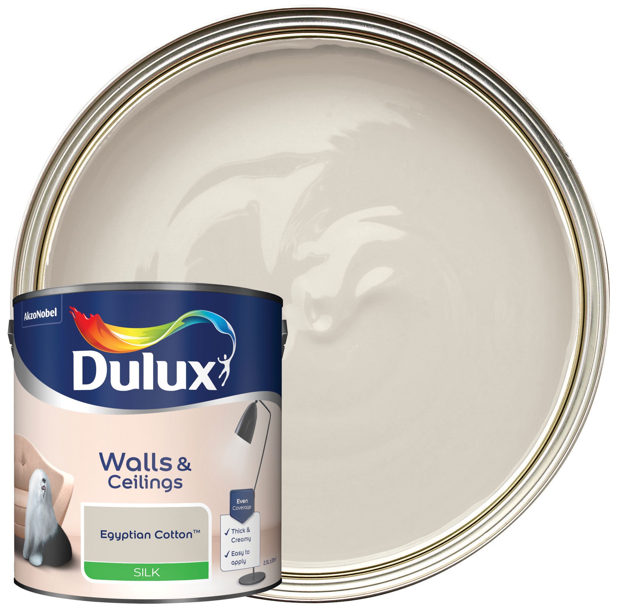 Dulux Silk Emulsion Paint - Egyptian Cotton - 2.5L