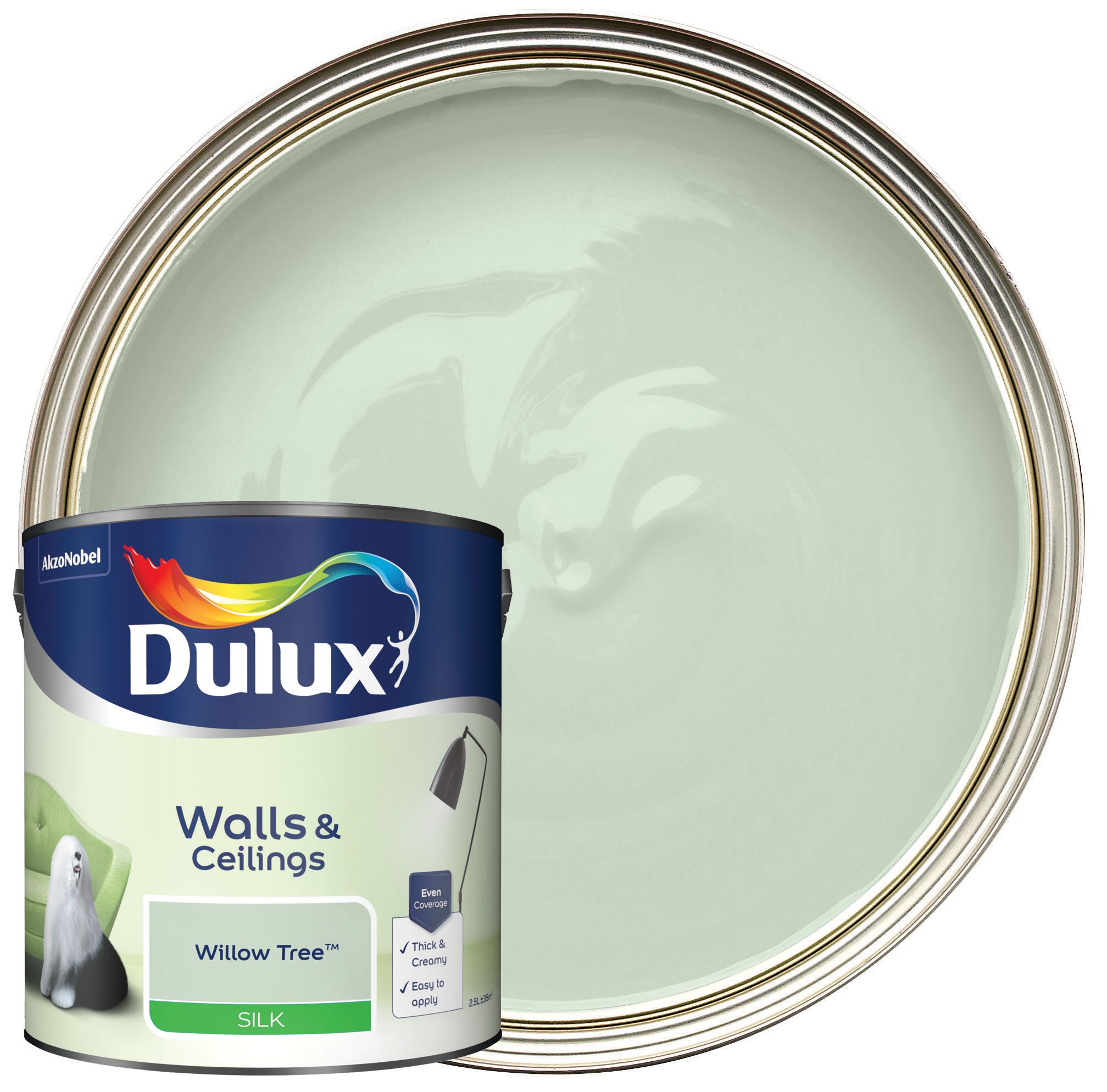 Dulux Silk Emulsion Paint - Willow Tree - 2.5L