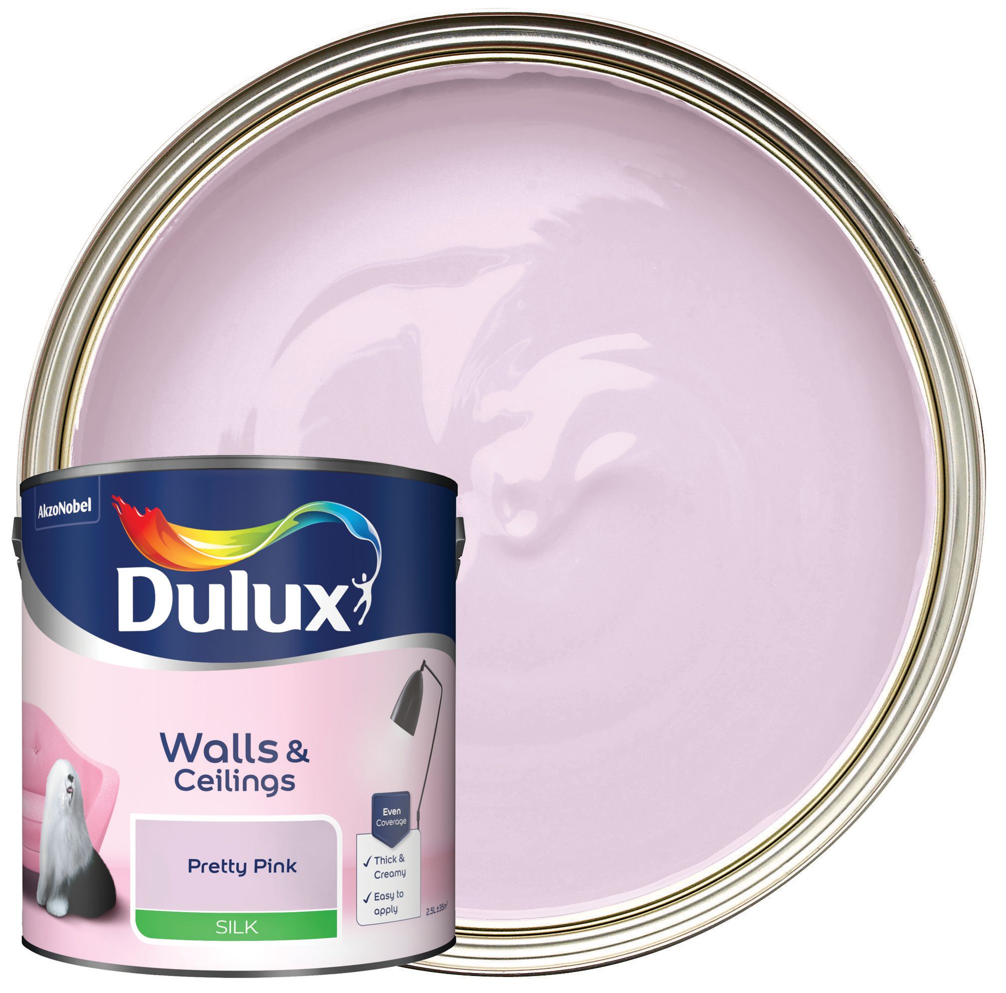 Image of Dulux Silk Emulsion Paint - Pretty Pink - 2.5L