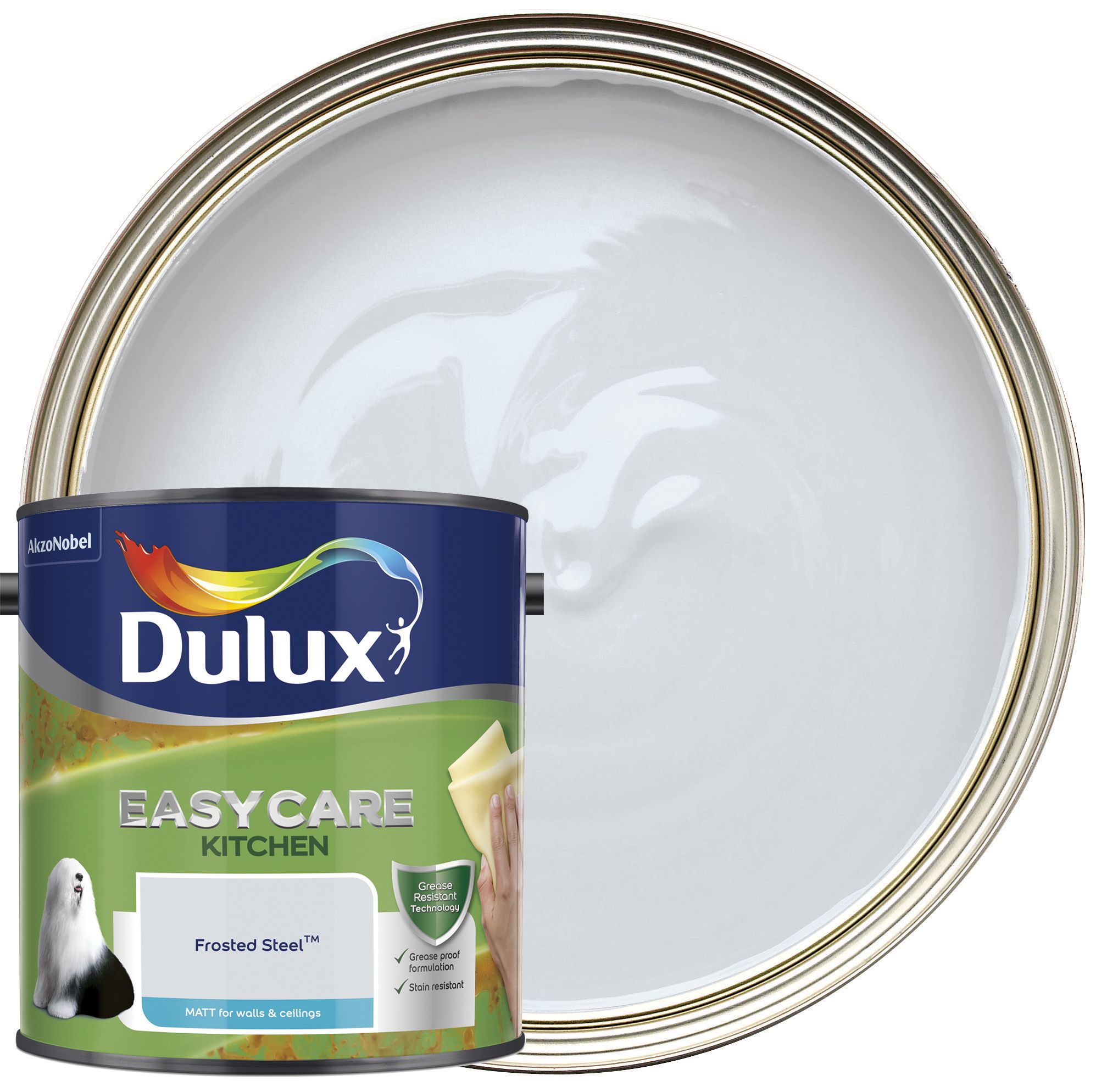 Image of Dulux Easycare Kitchen Matt Emulsion Paint - Frosted Steel - 2.5L