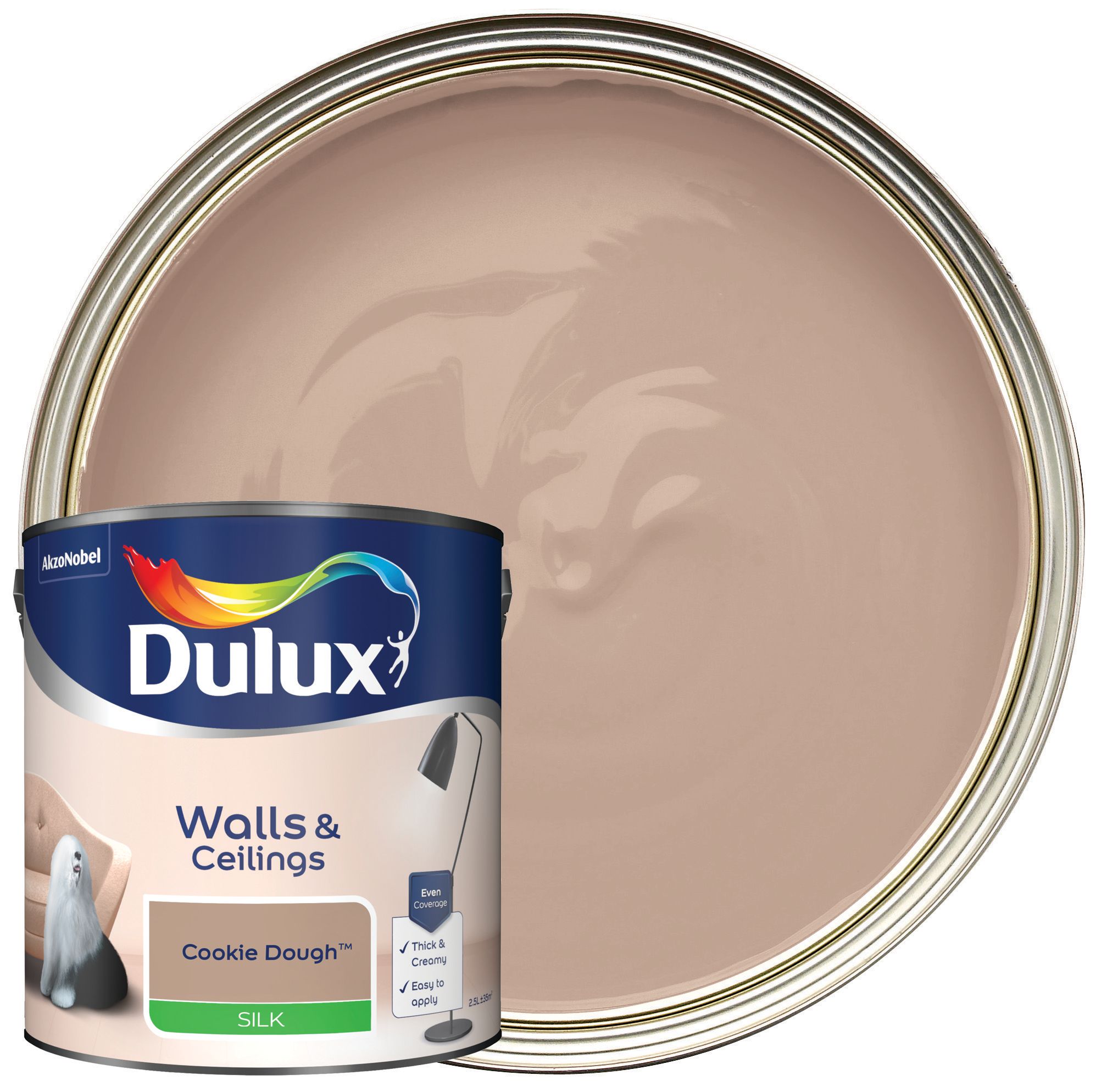 Image of Dulux Silk Emulsion Paint - Cookie Dough - 2.5L