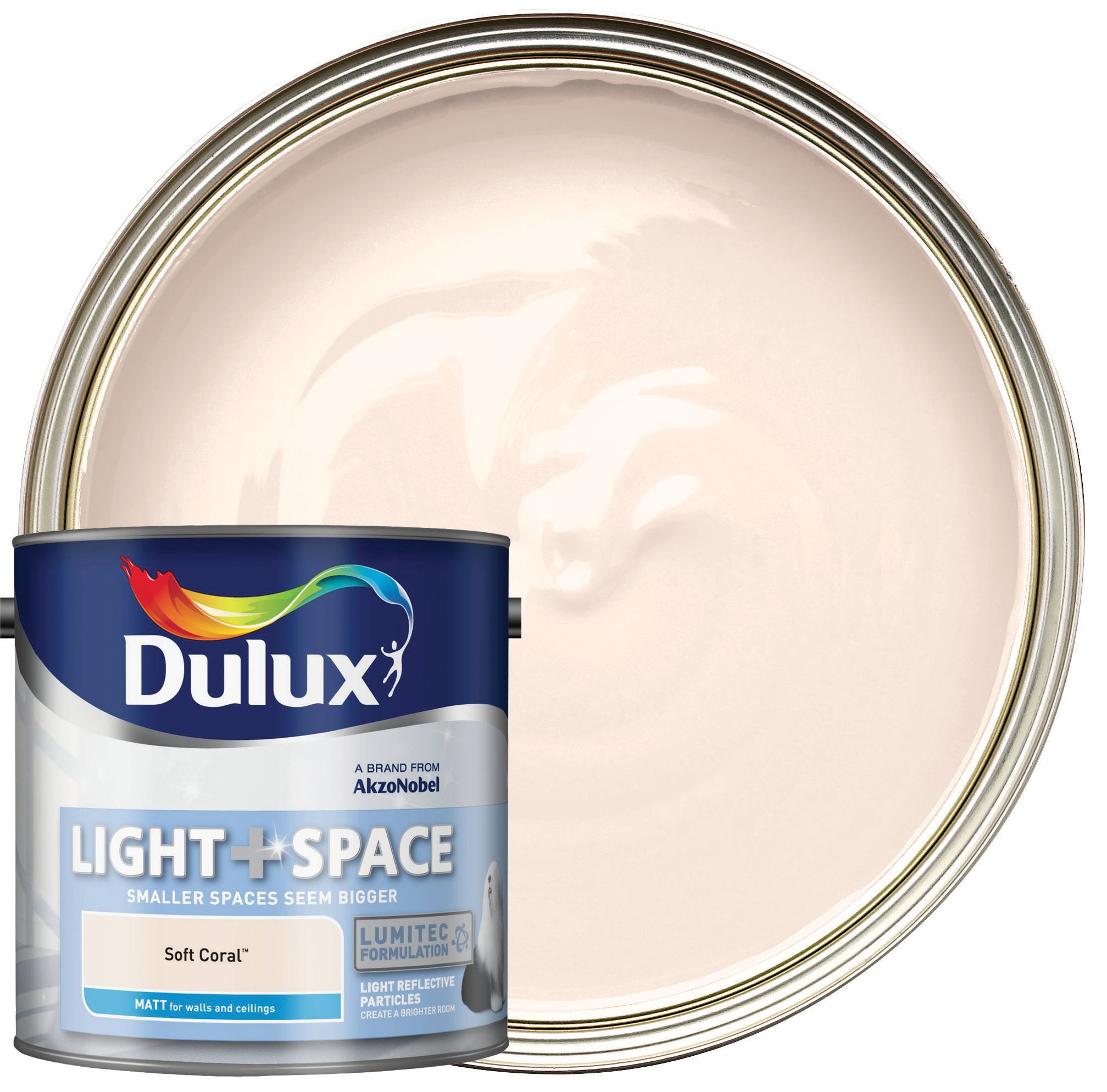 Image of Dulux Light + Space Matt Emulsion Paint Soft Coral - 2.5L