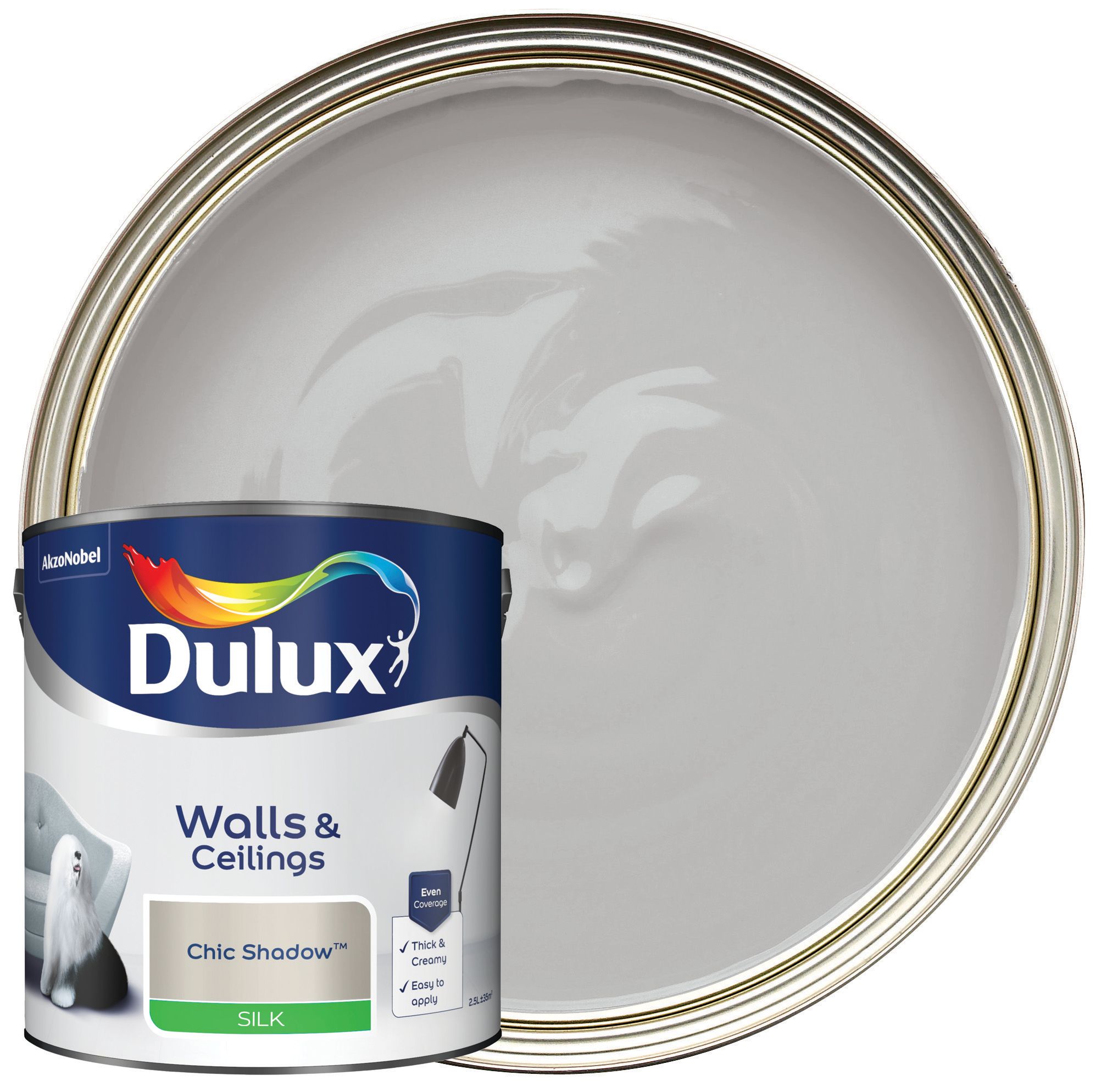 Image of Dulux Silk Emulsion Paint - Chic Shadow - 2.5L