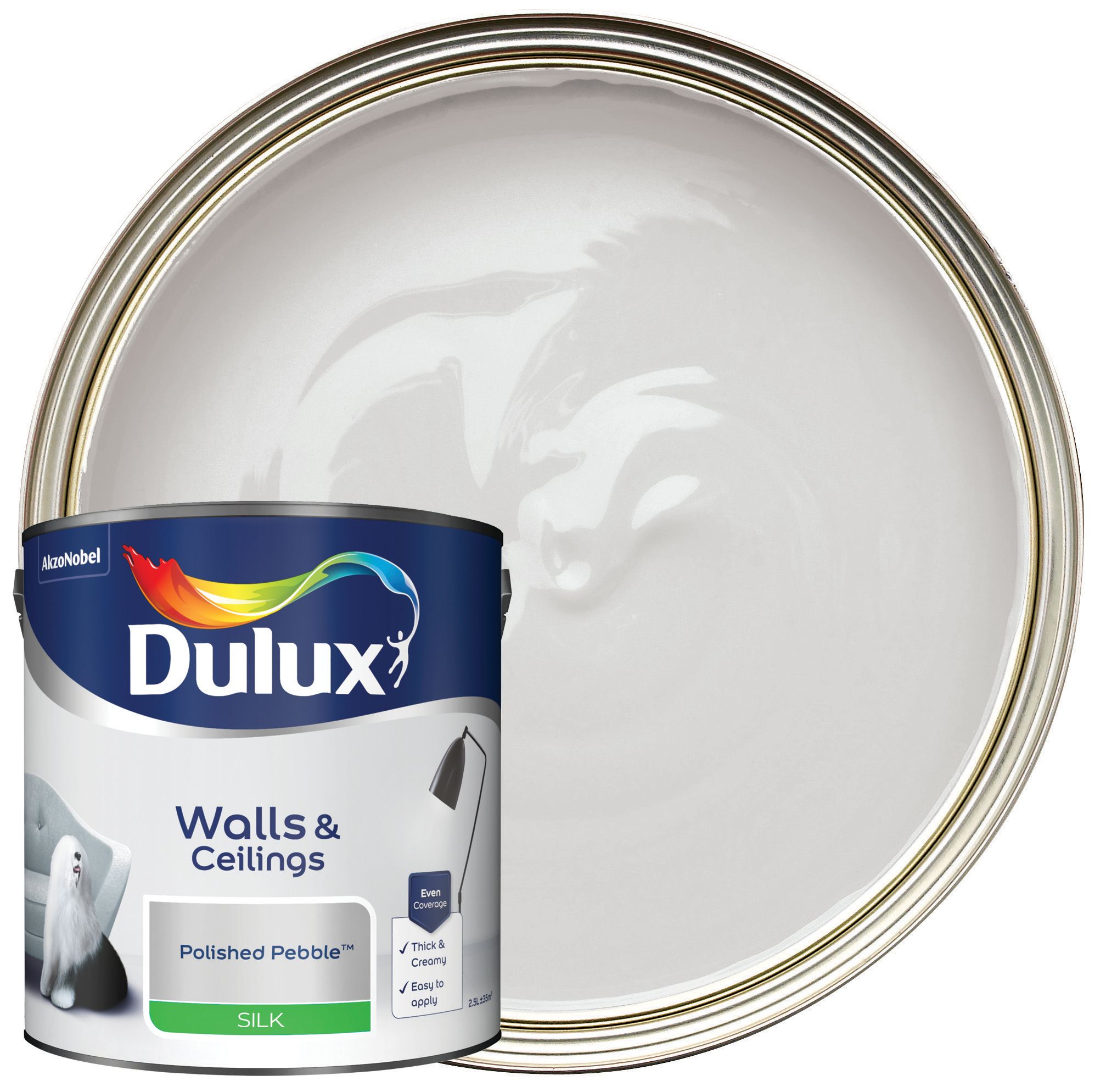 Image of Dulux Silk Emulsion Paint - Polished Pebble - 2.5L