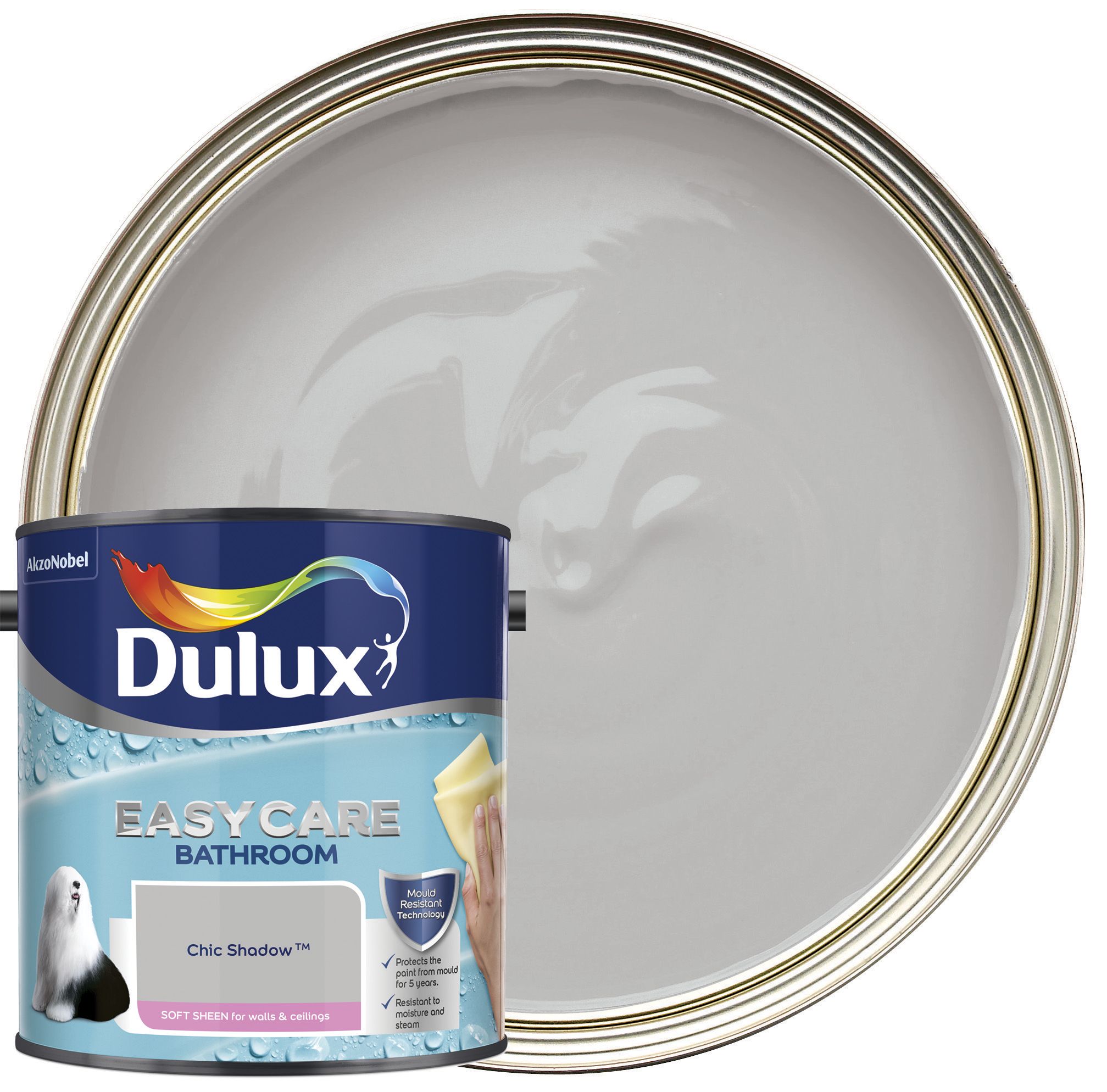 Image of Dulux Easycare Bathroom Soft Sheen Emulsion Paint - Chic Shadow - 2.5L