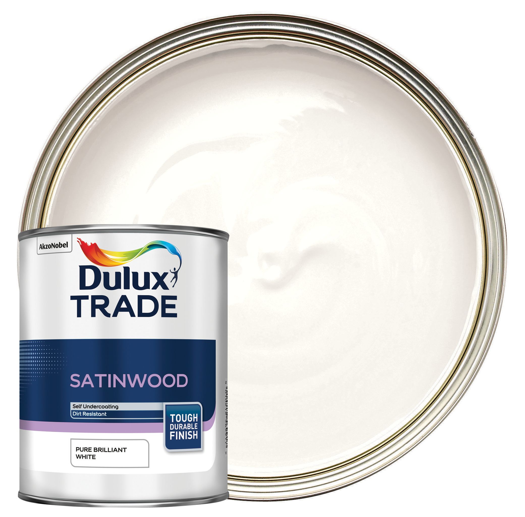 Image of Dulux Trade Satinwood Paint - Pure Brilliant White - 1L