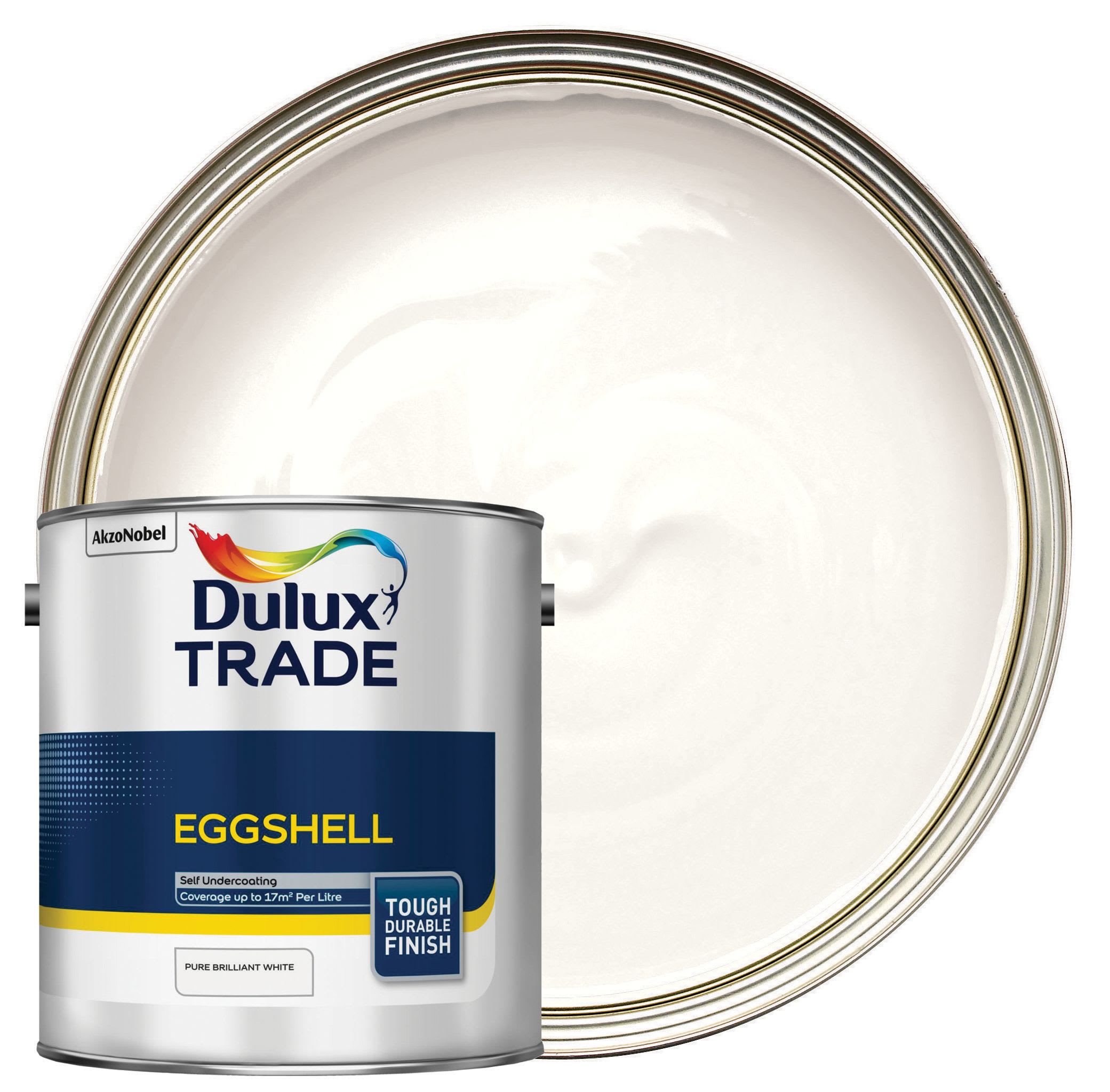 Dulux Trade Eggshell Paint Pure Brilliant White 2.5L Wickes.co.uk