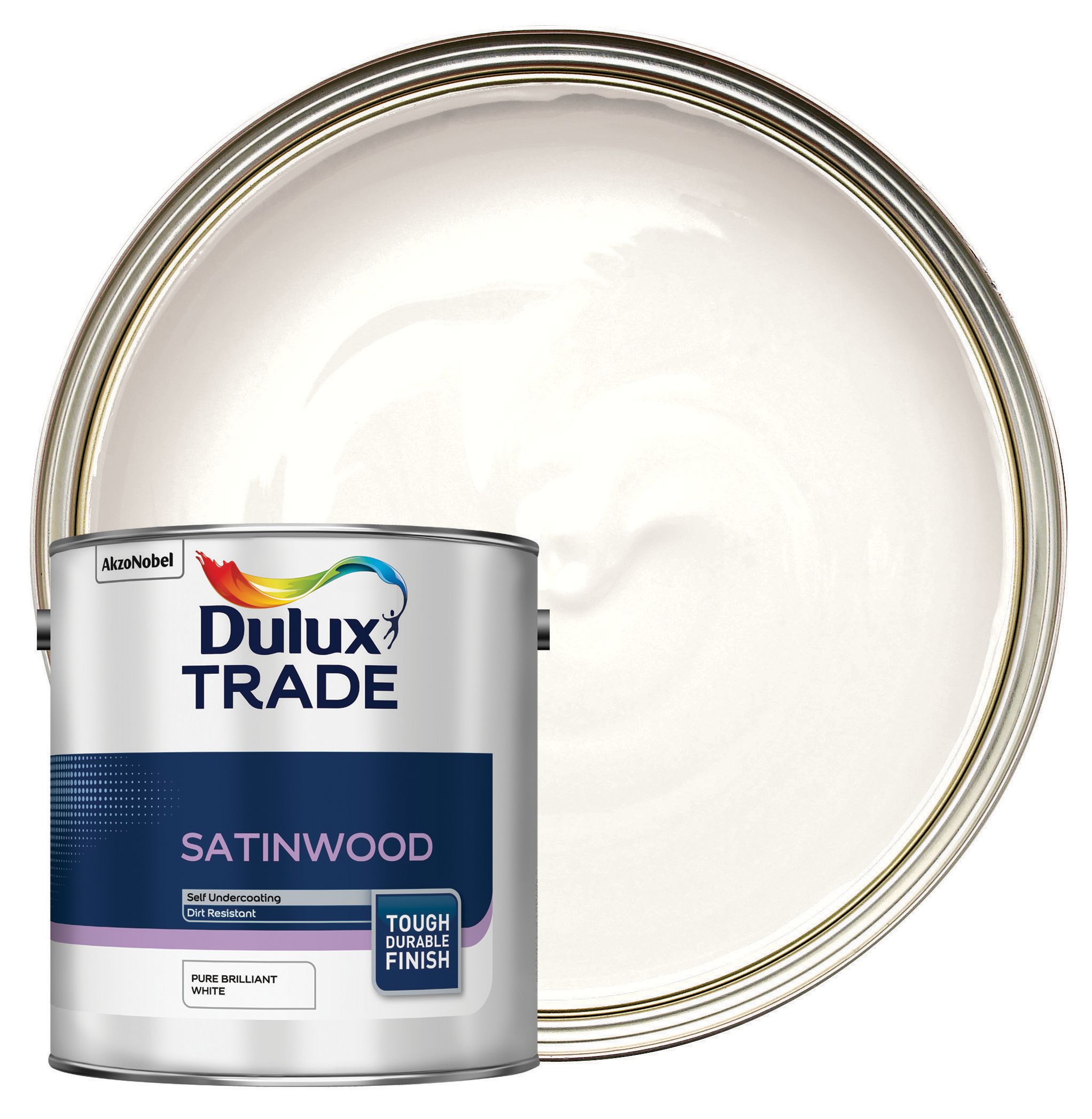 Image of Dulux Trade Satinwood Paint - Pure Brilliant White - 2.5L